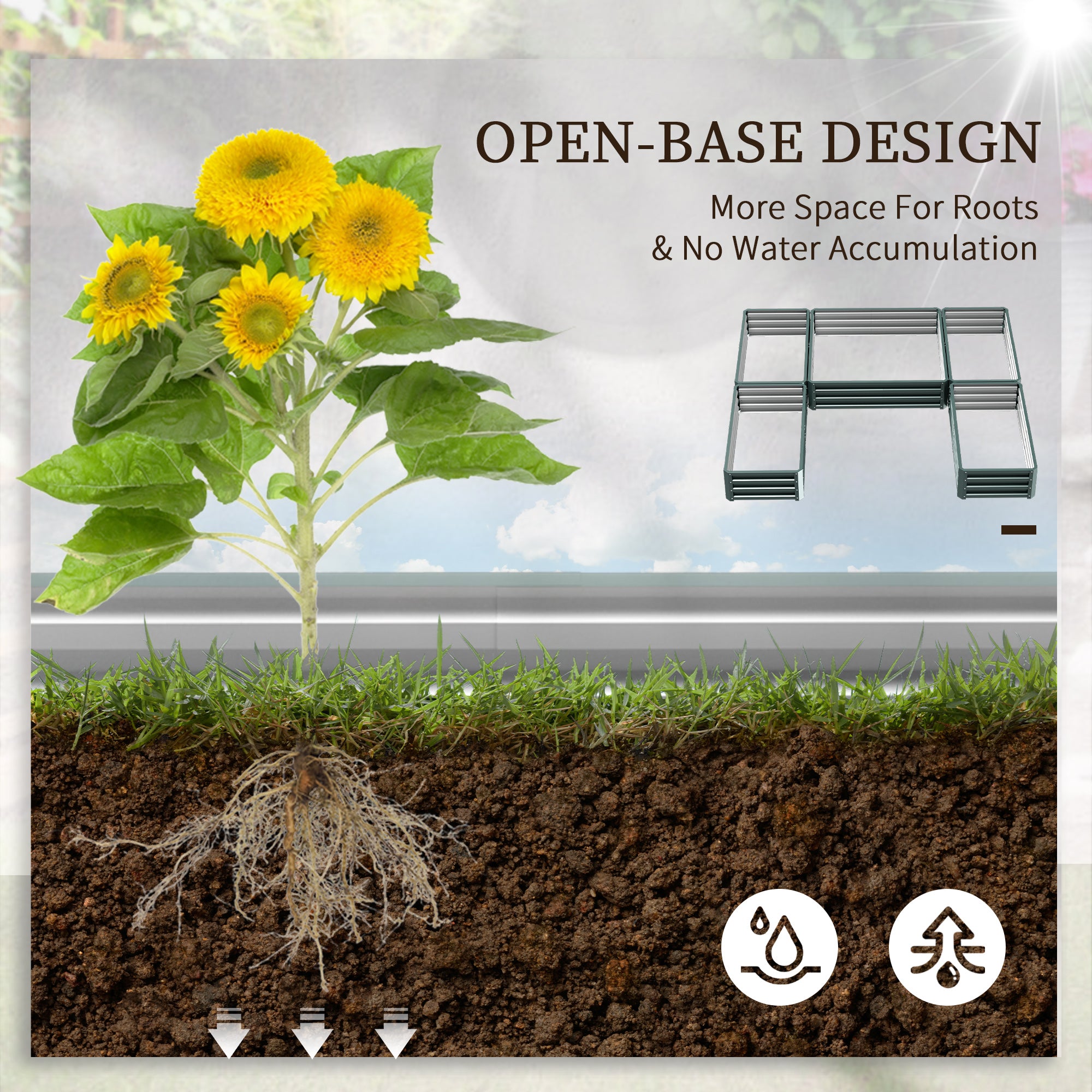 Steel Raised Garden Bed, Set of 5 Large Box Planters for Outdoor Plants Vegetables Flowers Herbs, 8x8x1ft, Green - Green - Image 5