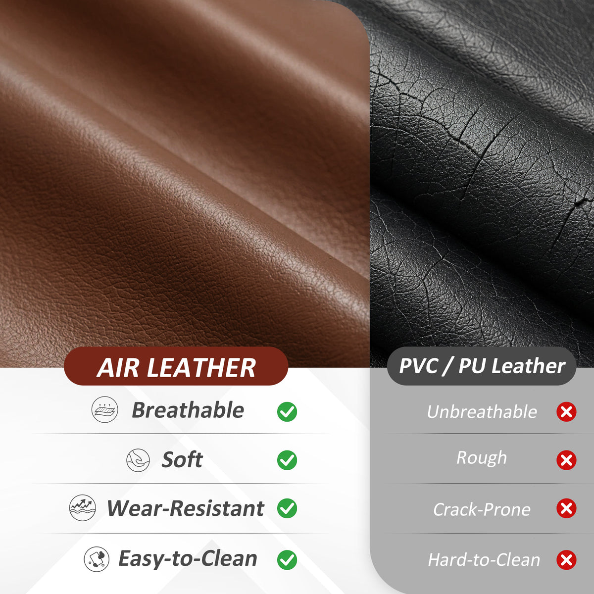 Air Leather Manual Recliner, Adjustable Swivel Lounge Chair with Footrest, Armrest and Wrapped Wood Base, Brown