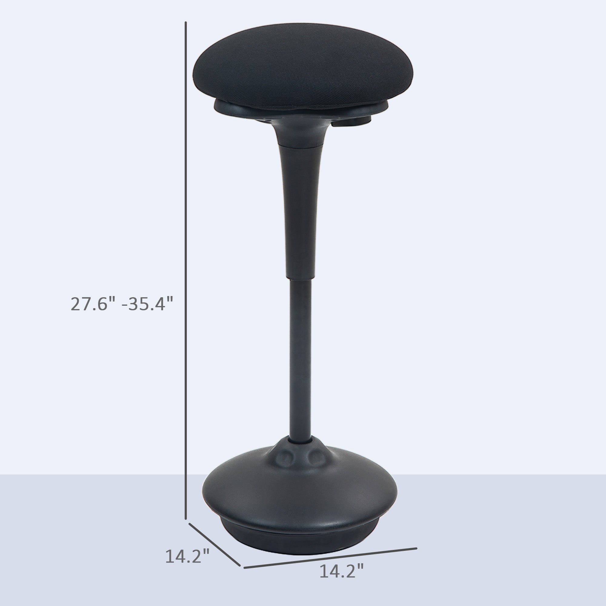 Backless Wobble Chair, Adjustable Active Ergonomic Stool Chair, with Rocking Motion, Padded, Black