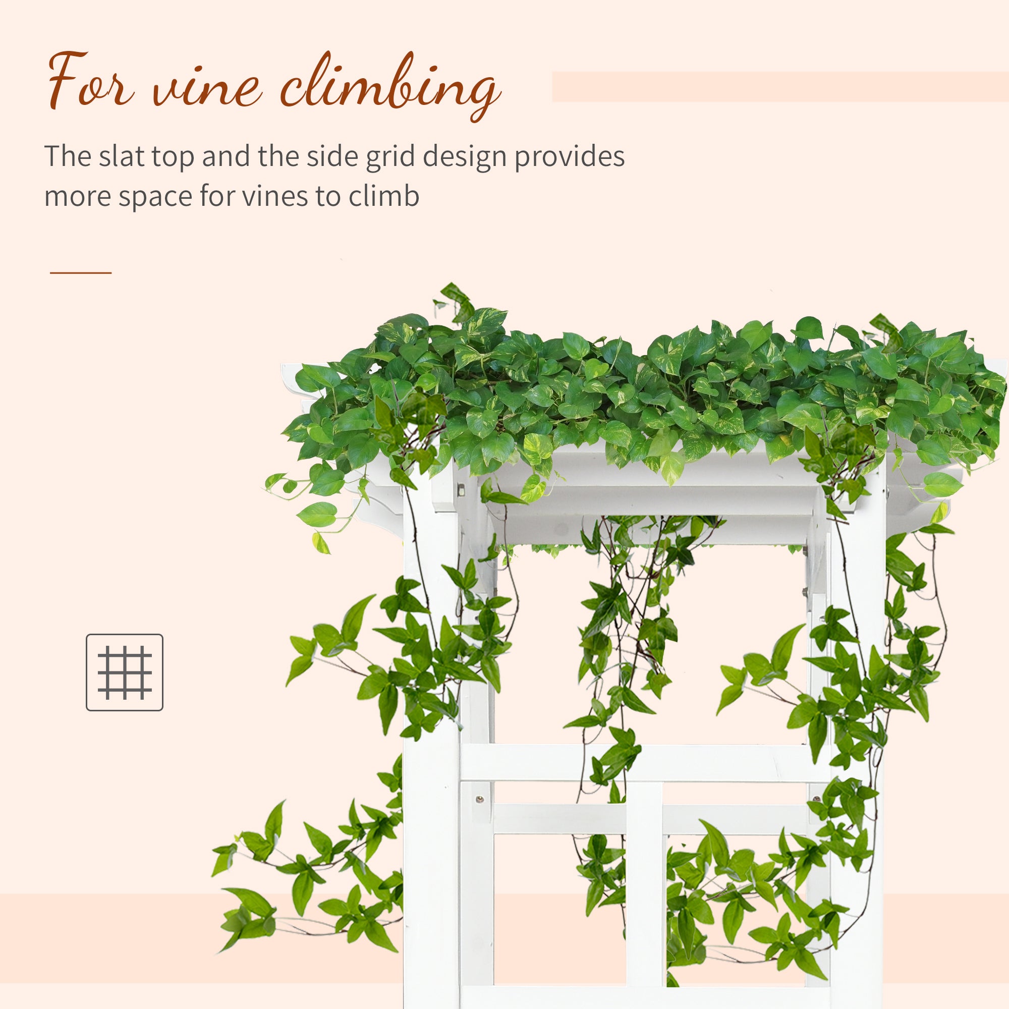 85" Wooden Garden Arbor for Wedding and Ceremony, Outdoor Garden Arch Trellis for Climbing Vines - White - White - Image 6