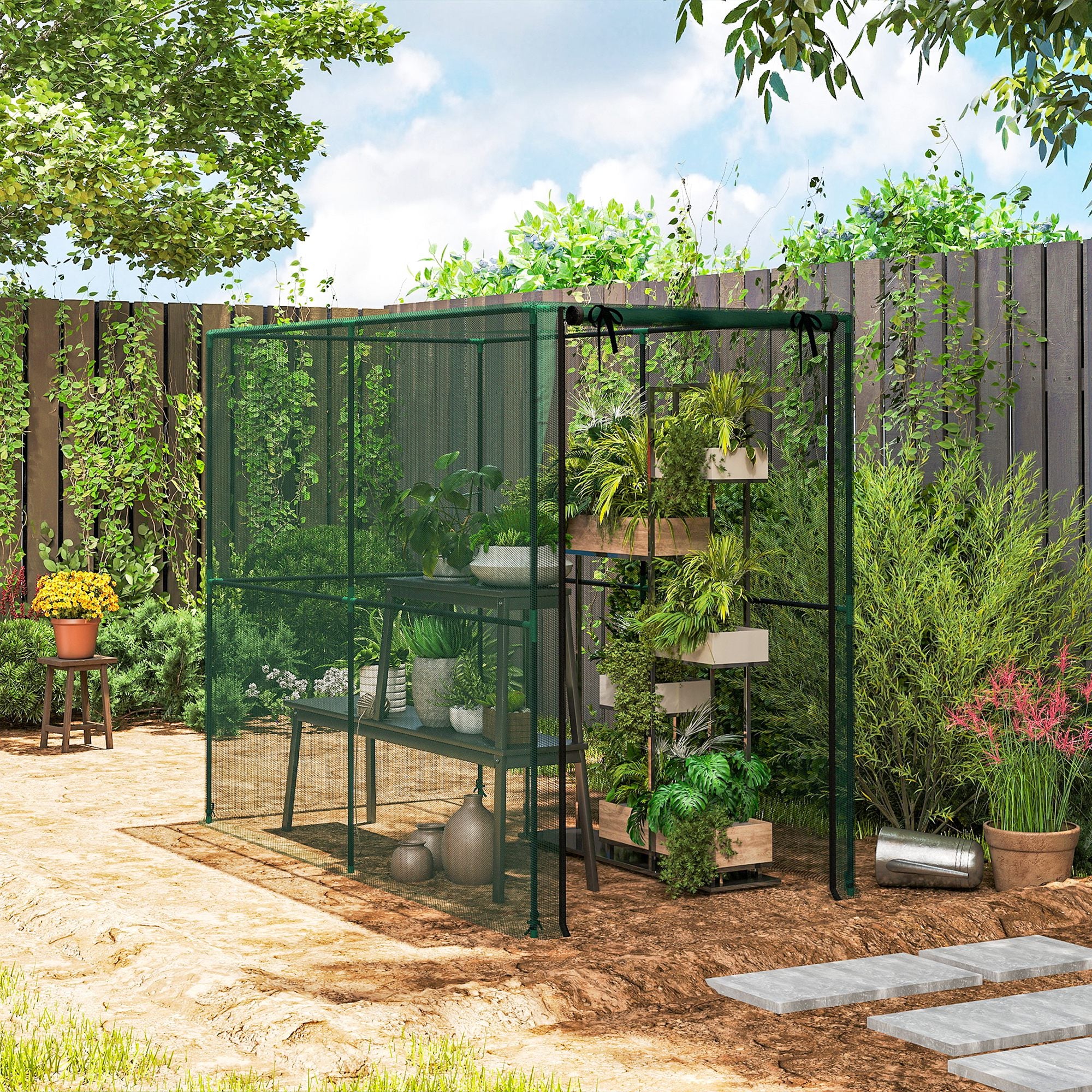 Crop Cage, Plant Protection Tent with Zippered Door, Plant Protector from Animals for Vegetables Flowers Fruits, Green - Green - Image 8