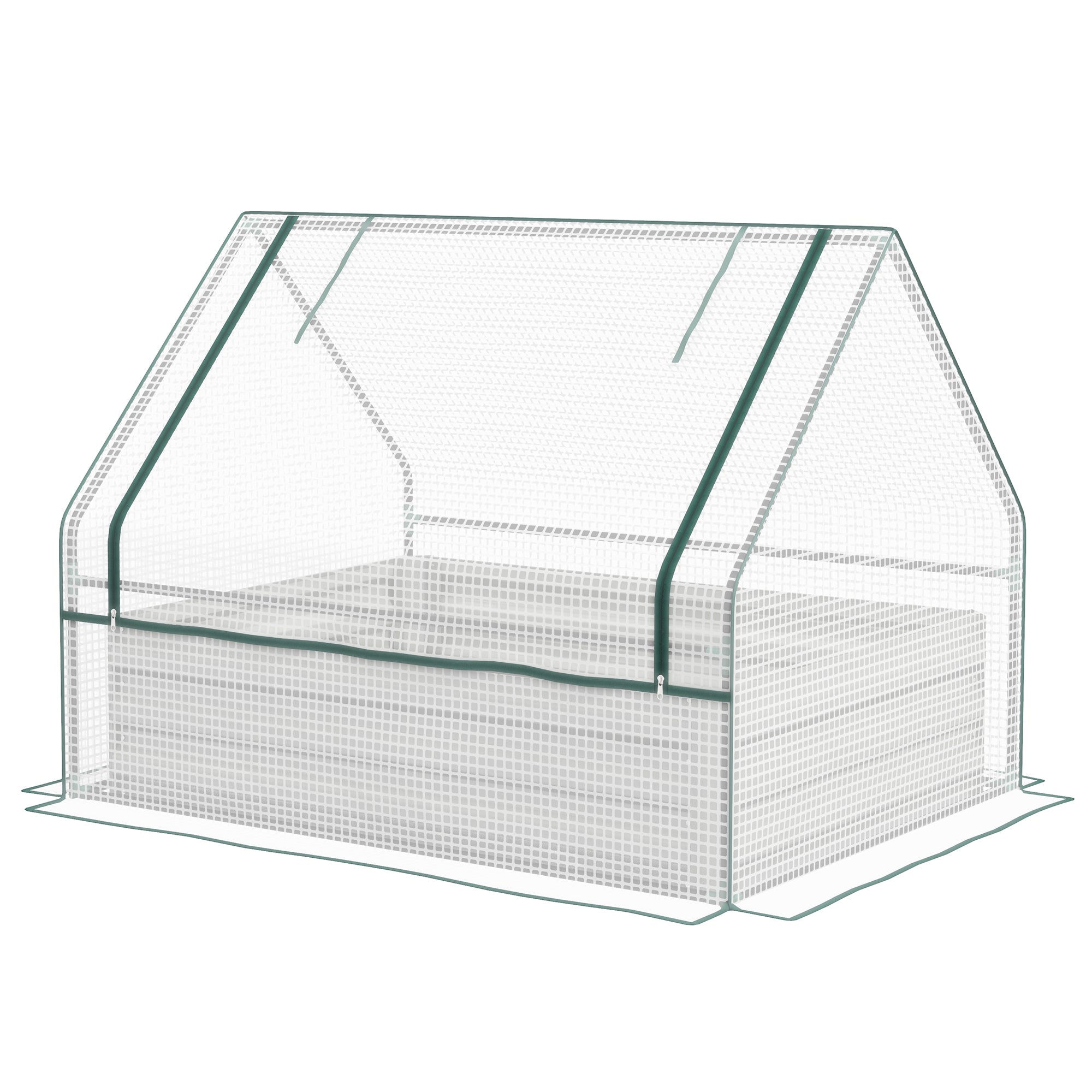 Raised Garden Bed, Outdoor Metal Planter Box with Mini Greenhouse, White and Silver - White, Silver