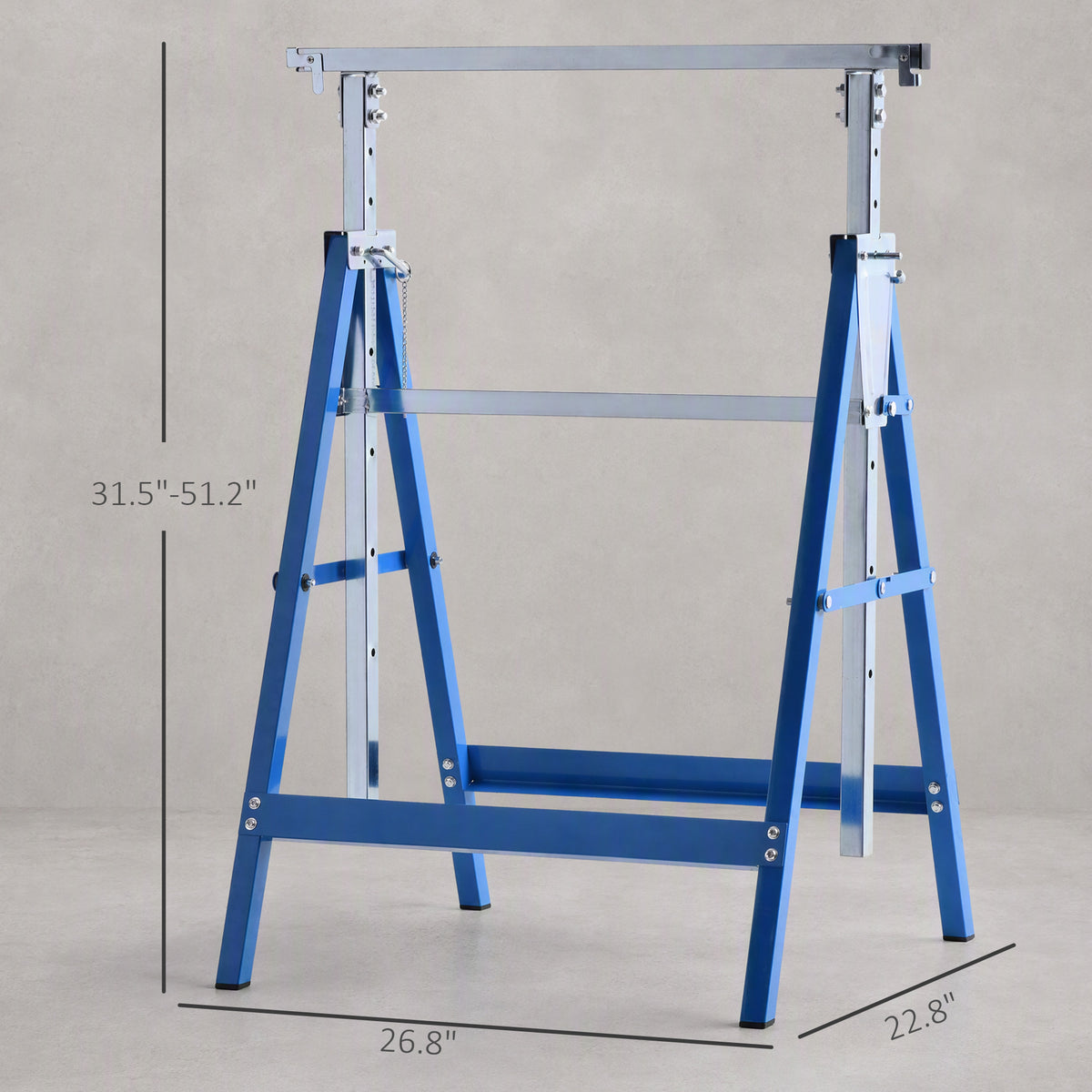 Set of 2 Adjustable Telescopic Builders Trestle, DIY Steel Work Bench Carpenter, Folding Saw Horse Tools Blue