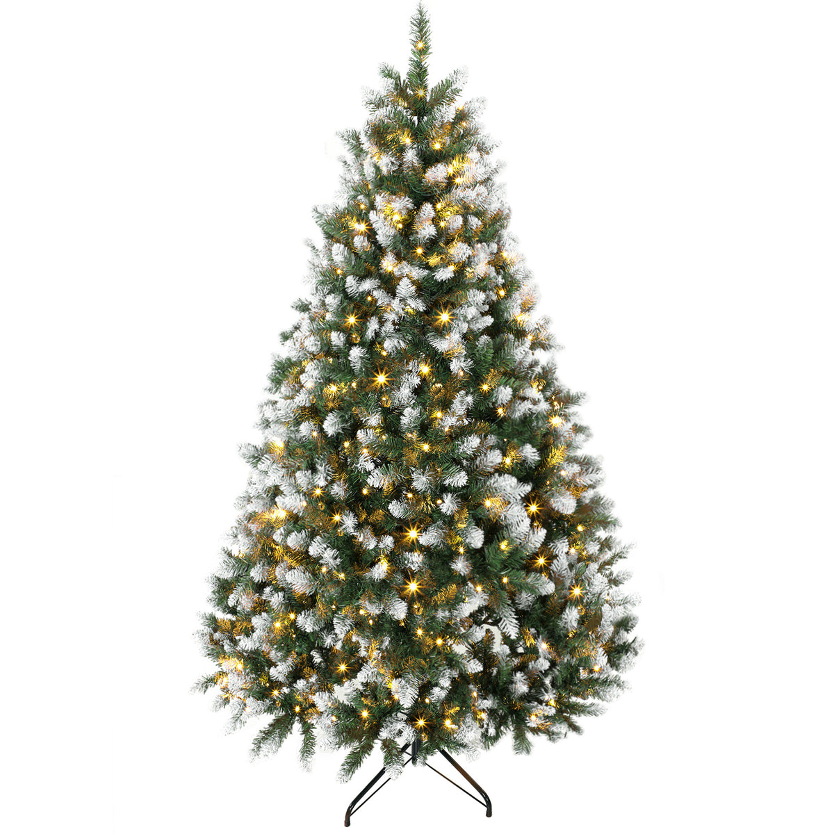 7.5ft Pre-lit Artificial Christmas Tree White-Tipped Hinged Full Xmas Tree with 1378 Tips