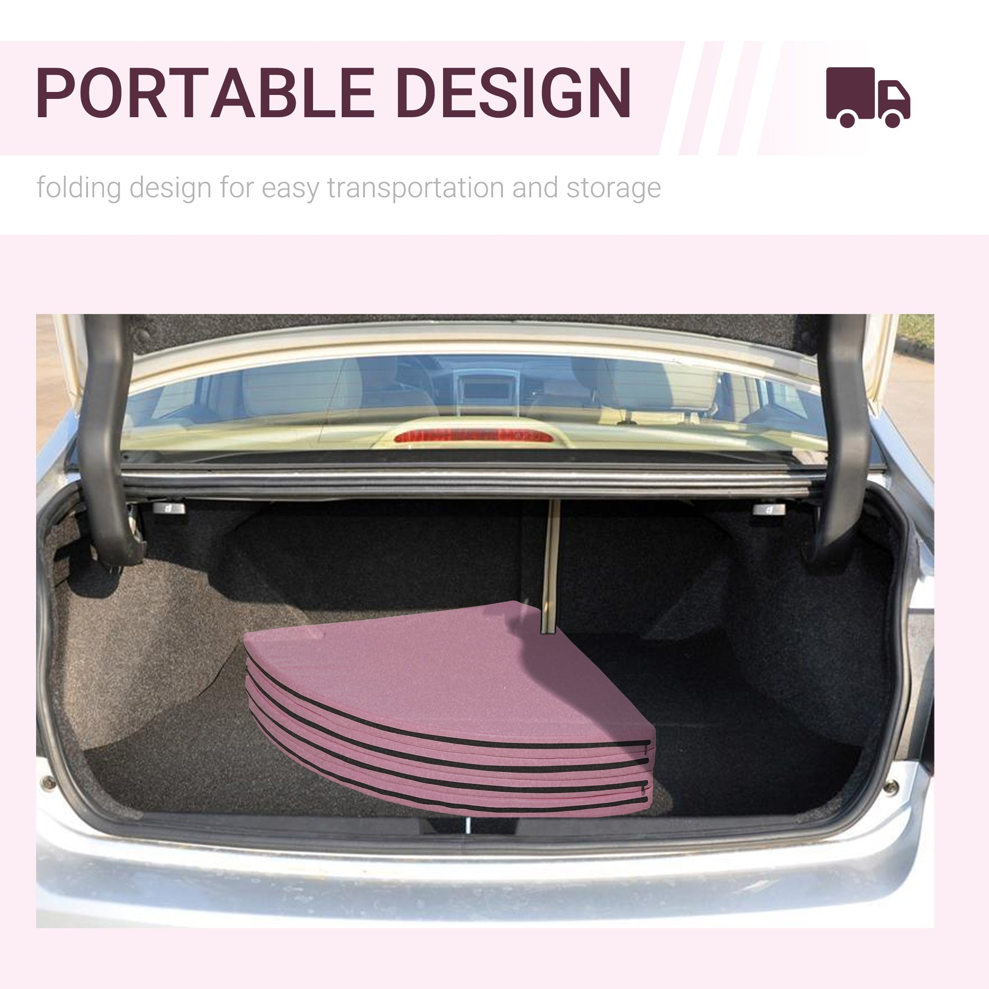 Pole Dance Mat, 2"T x 5'W Folding Pole Crash Mat for Home, Lightweight and Foldable, Pink