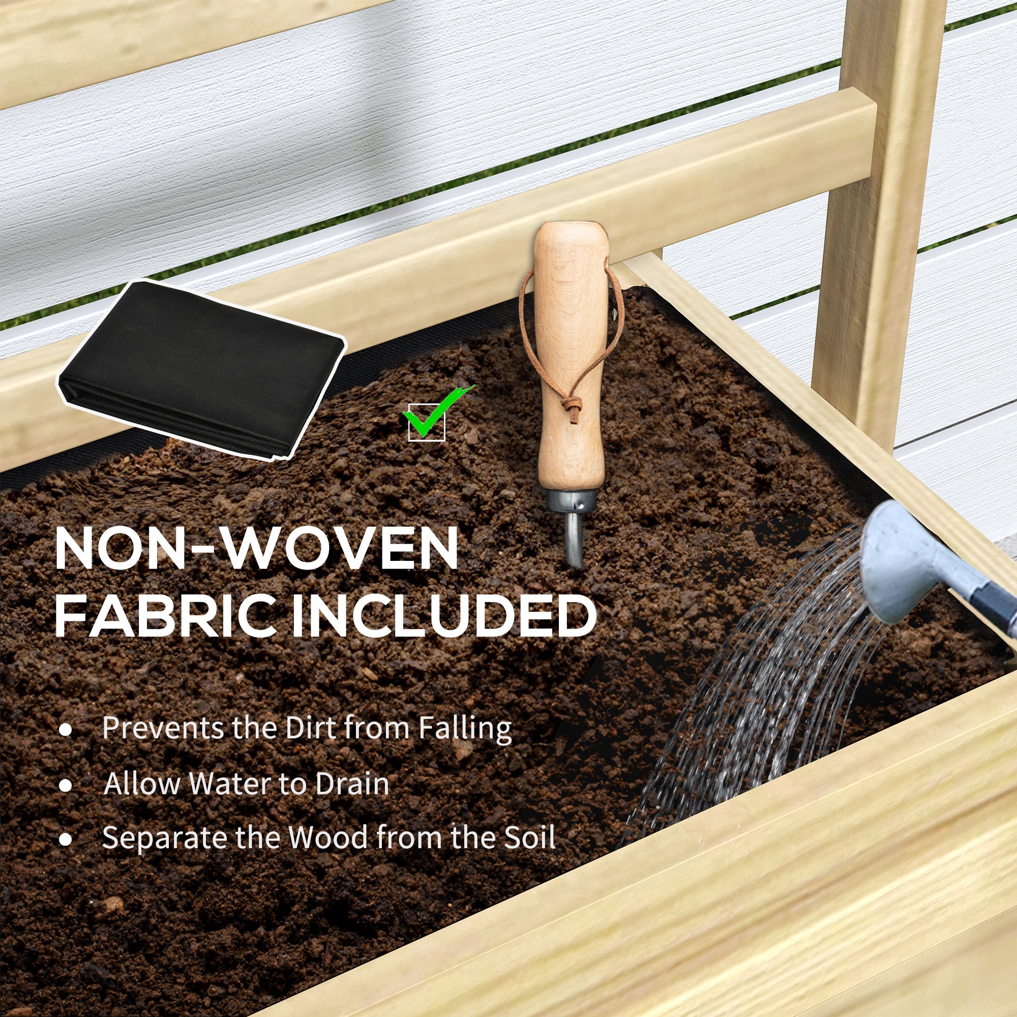 Wooden Raised Garden Bed with Trellis, Outdoor Planter Box with Storage Shelf for Vegetables, Flowers, Herbs - Natural Wood - Image 7