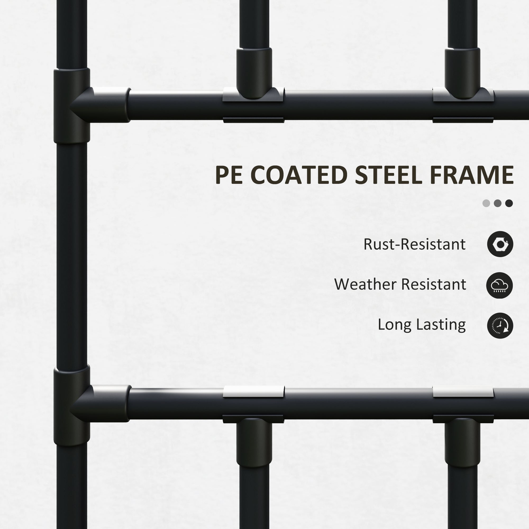 Garden Arch Trellis, 8 FT Tall Metal Plant Trellis Support with Climbing Net, Cucumber Trellis for Climbing Plants - Black - Image 6