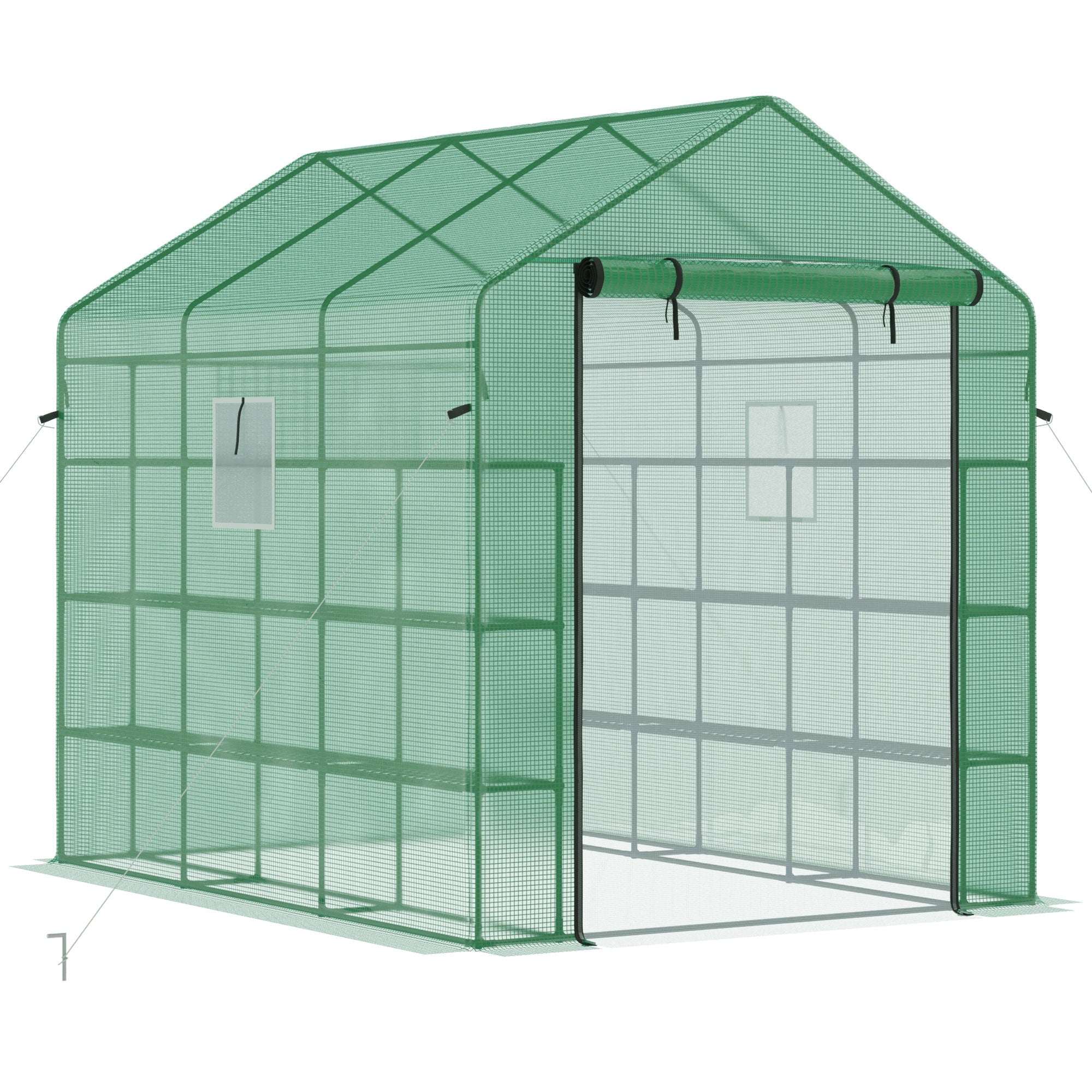 8' x 6' x 7' Temporary Greenhouse for Growing Flowers with Mesh Door & Windows Green - Green