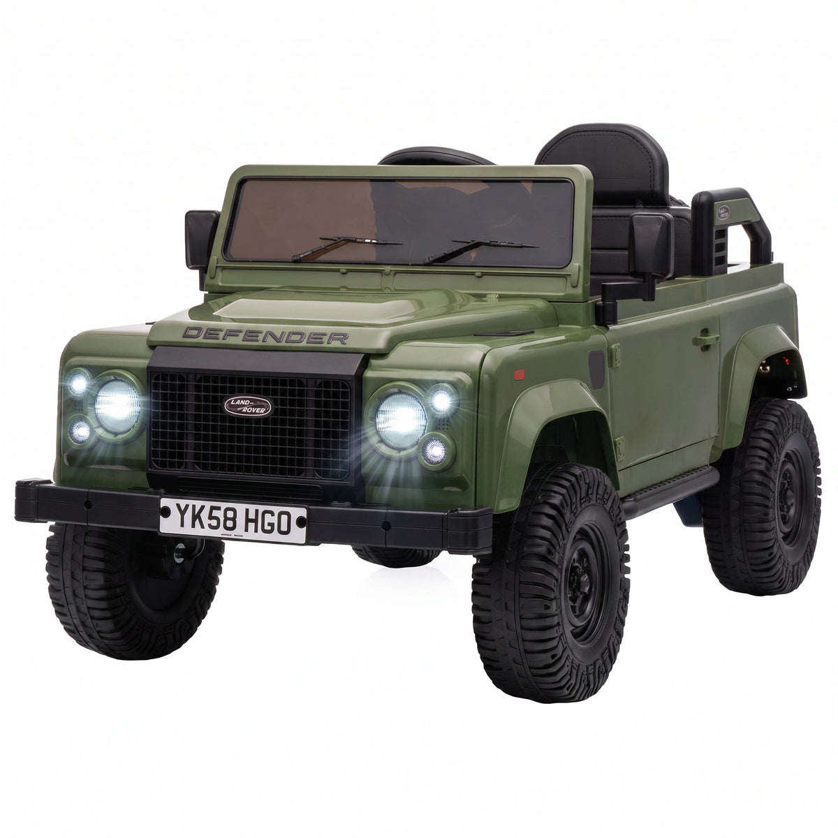 12V Electric Car for Kids 3+ Years, Licensed Land Rover Defender Toddler Ride on Car w/ Remote Control, Green