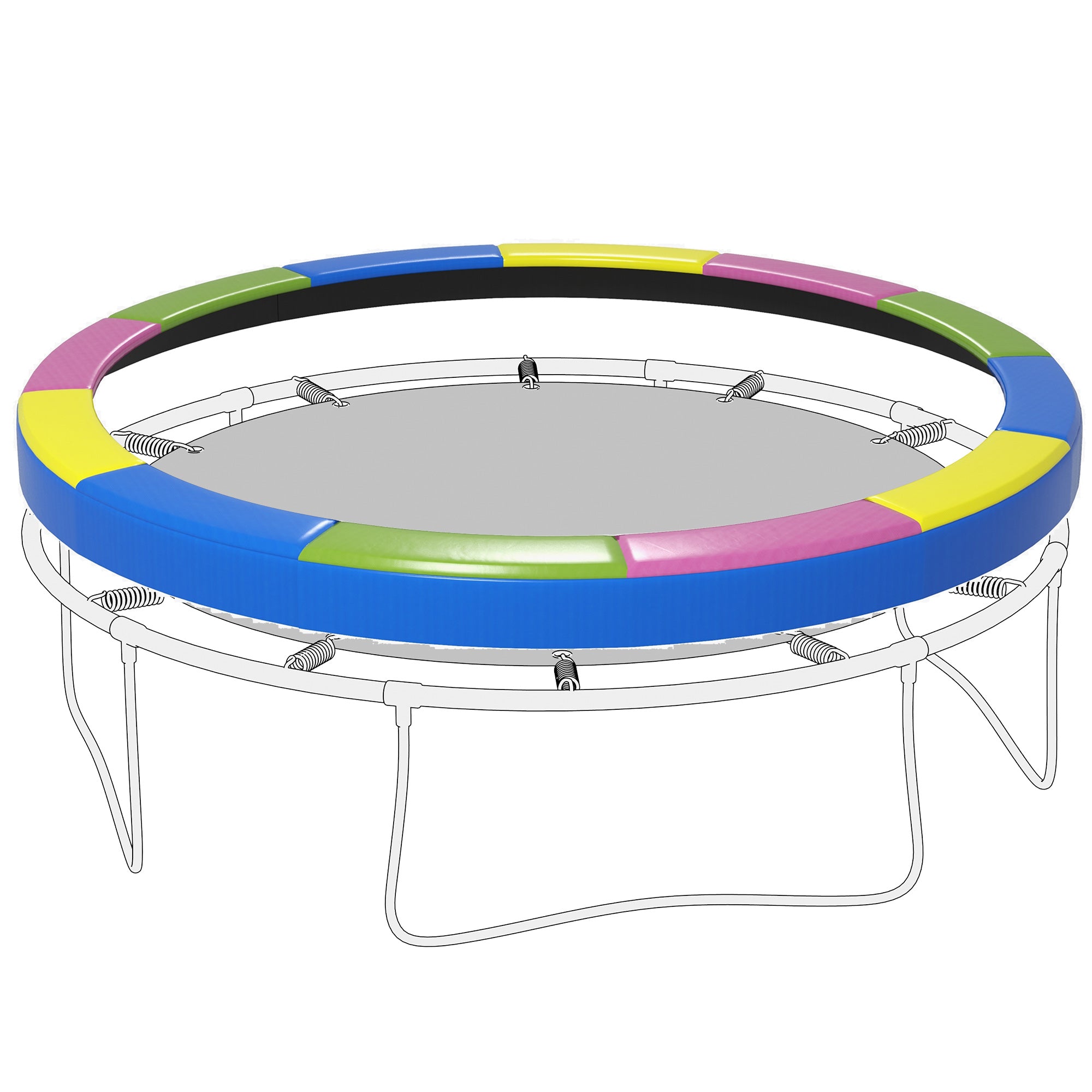 Soozier 12FT Trampoline Spring Cover, Safety Trampoline Pad Replacement, Waterproof and Tear Resistant, All Weather Trampoline Accessories, Multi Color
