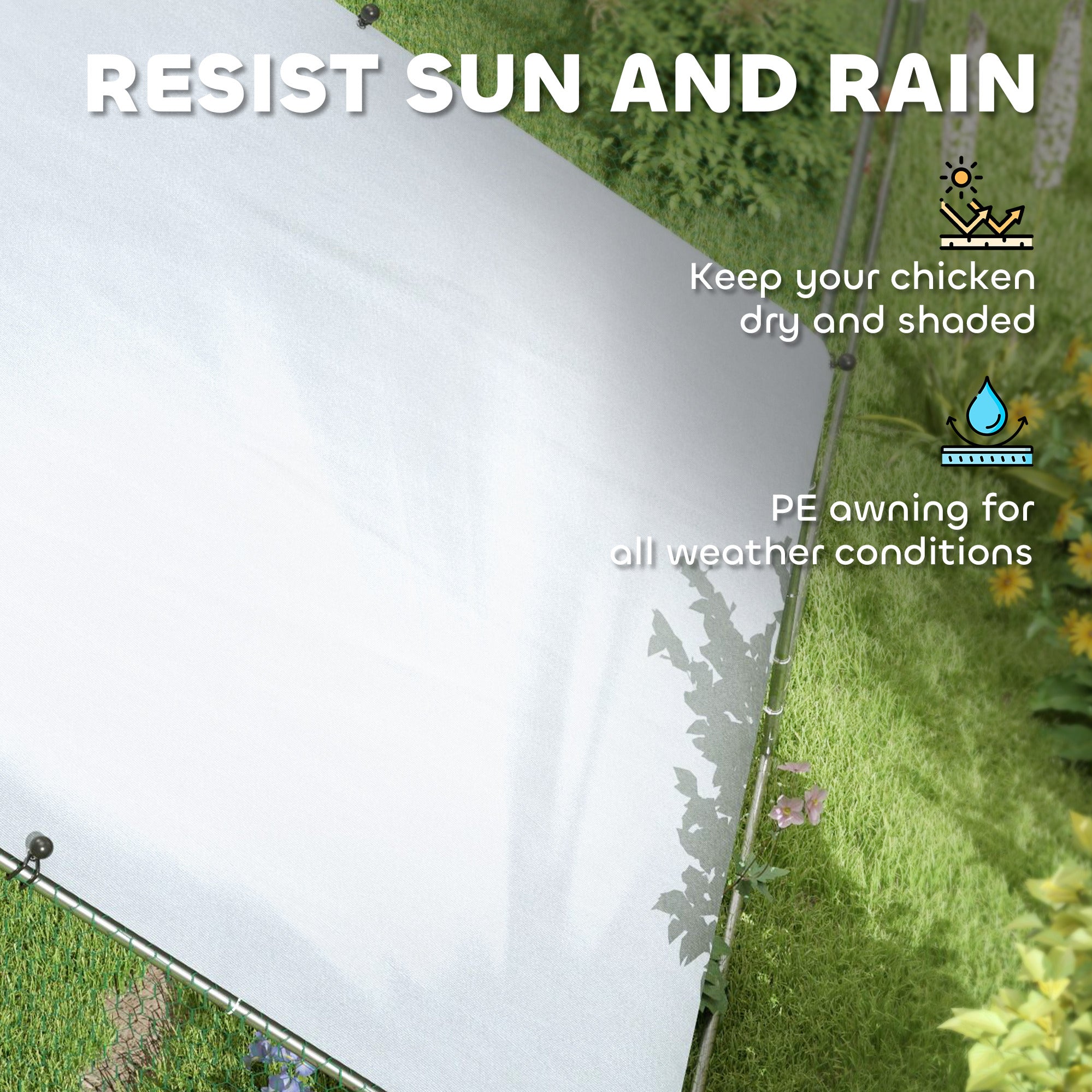 Large Chicken Coop with Waterproof and Anti-UV Cover, Spire Shaped for Outdoor and Yard Farm Use, 39' x 10' x 6.4' - Silver - Image 4