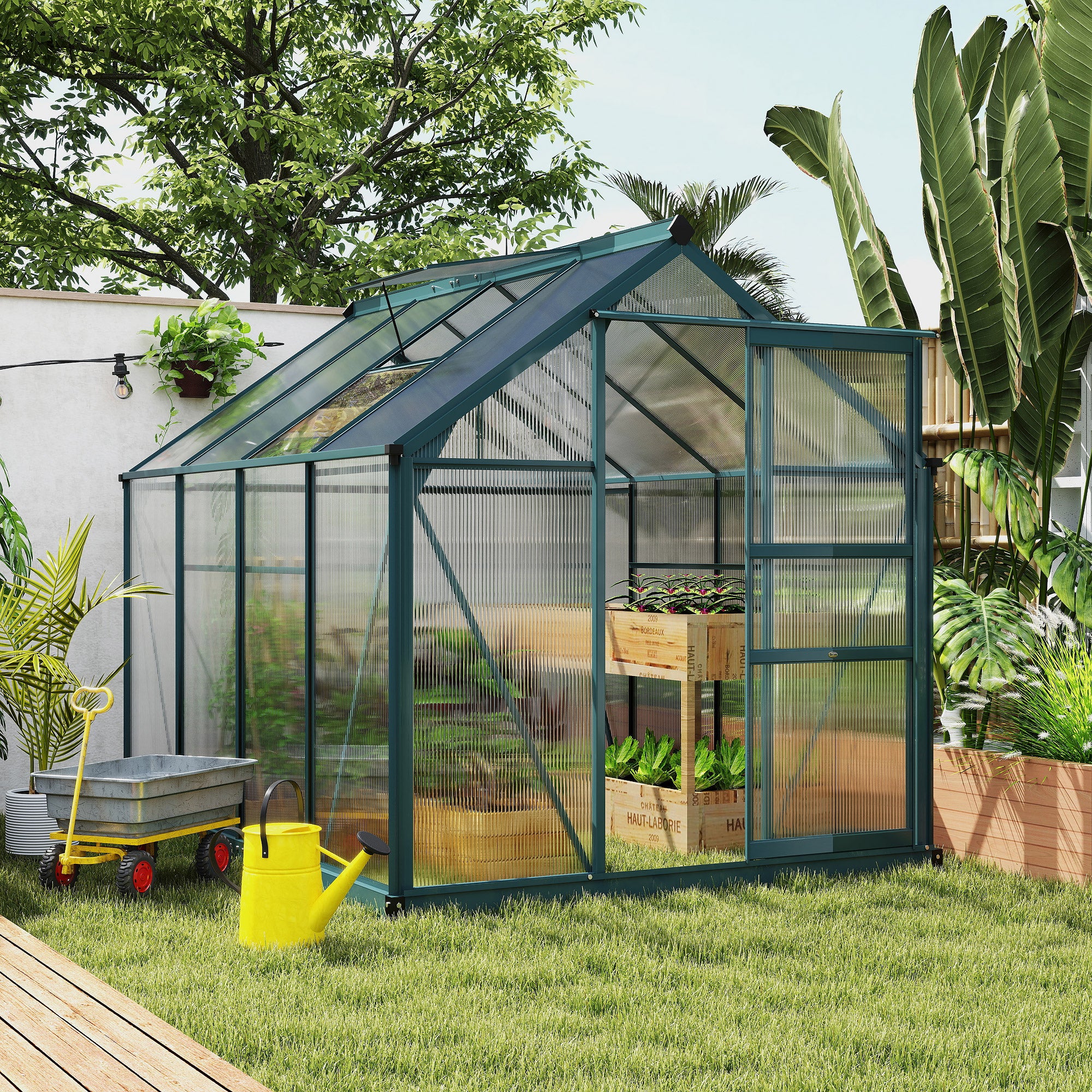 6x8 Greenhouse Polycarbonate Heavy Duty Patio Backyard, Dark Green - Dark Green - Image 8