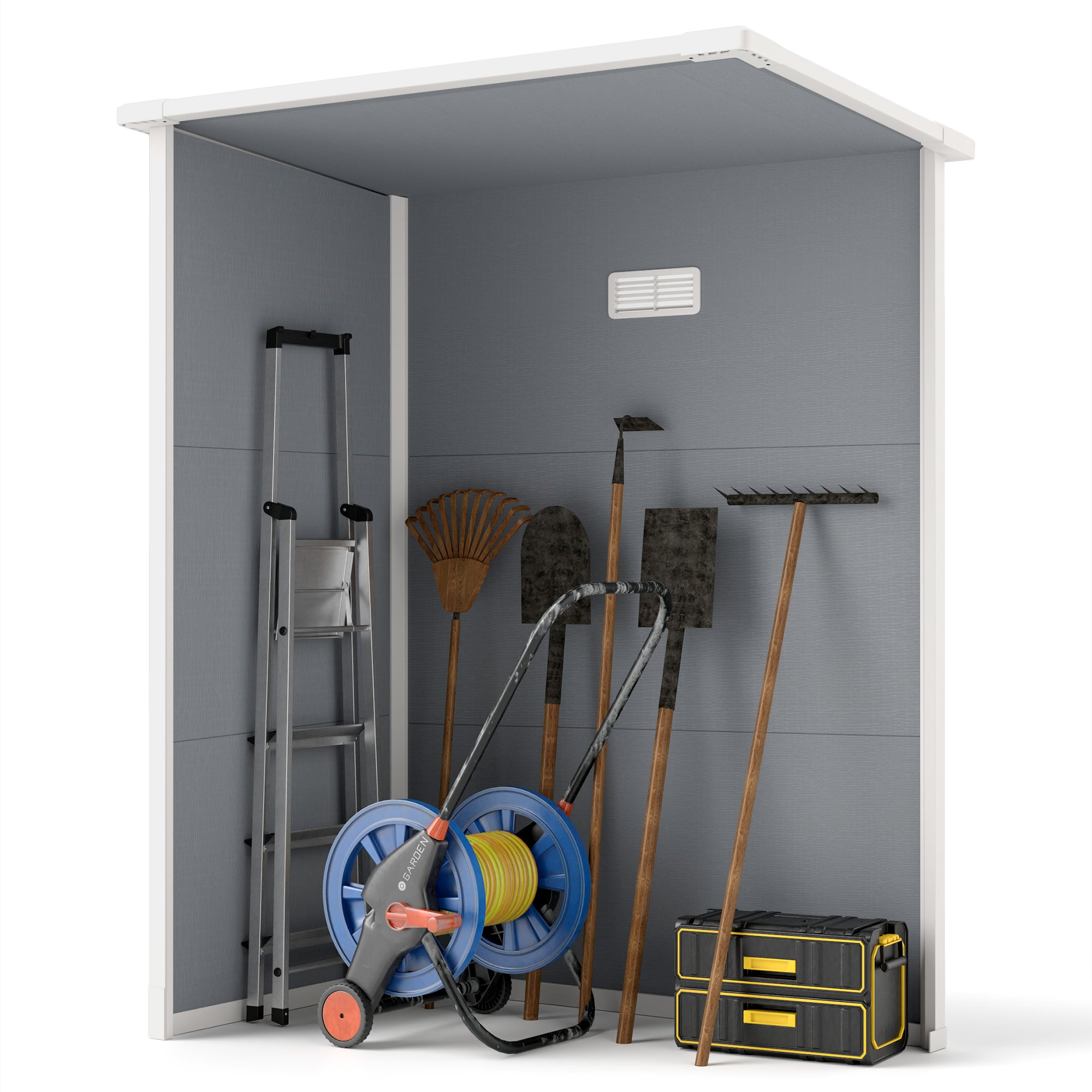 Resin Garden Shed, 5'x3' Outdoor Storage Shed with Lock, Window, Vent, Utility Tool Shed for Backyard, Patio, Gray - Gray - Image 8