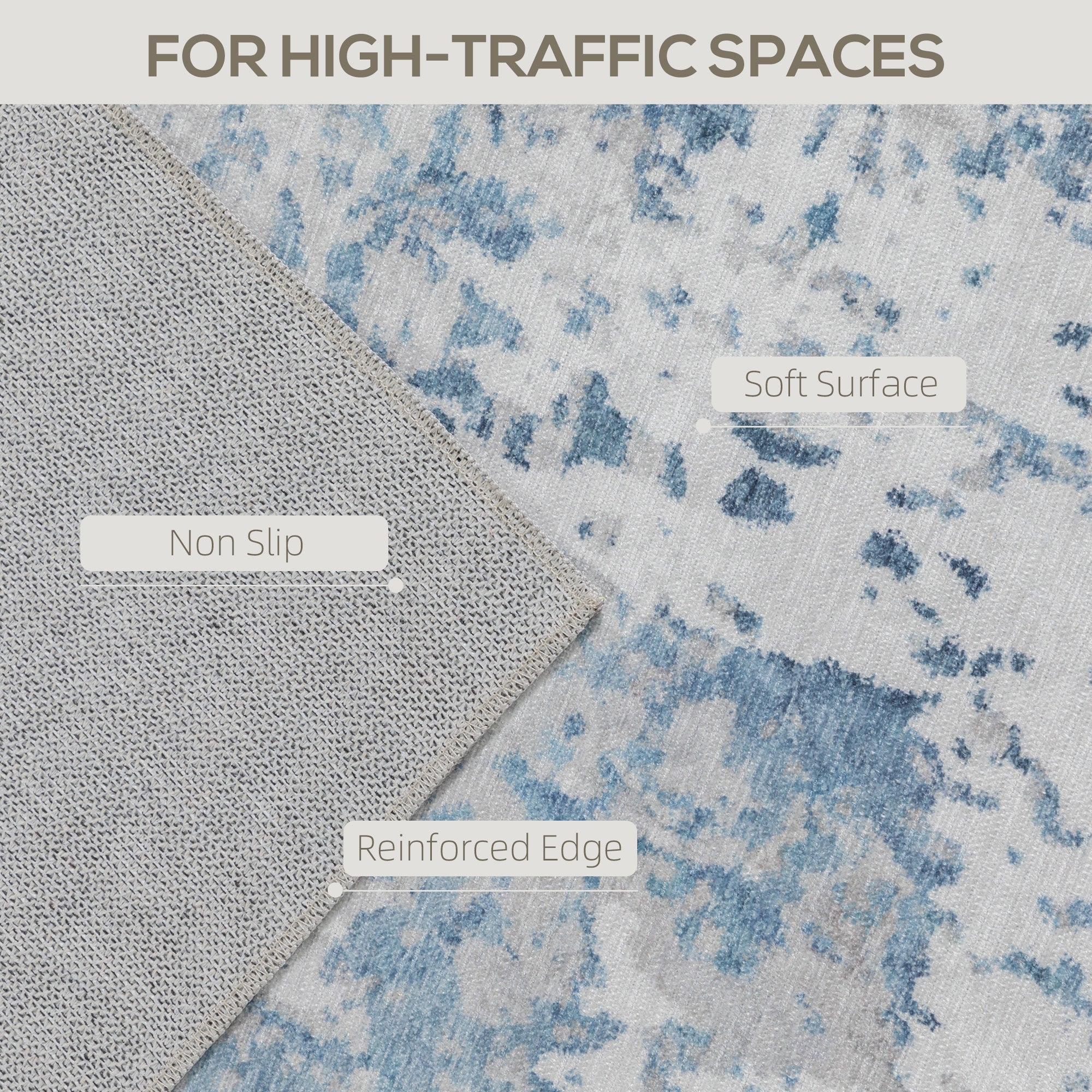 Area Rug 4x6, Machine Washable Rug, Non-Slip Modern Abstract Floor Carpet for Living Room, Bedroom, Dining Room, Blue