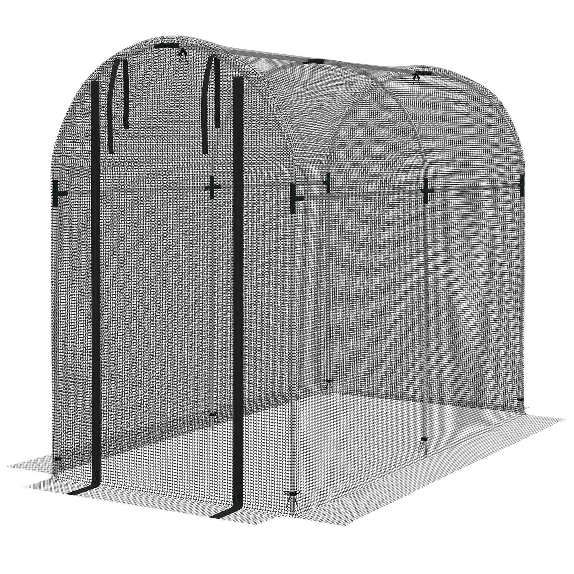 Galvanized Steel Crop Cage, Plant Protection Tent with Zippered Door, 4' x 8', Black - Black