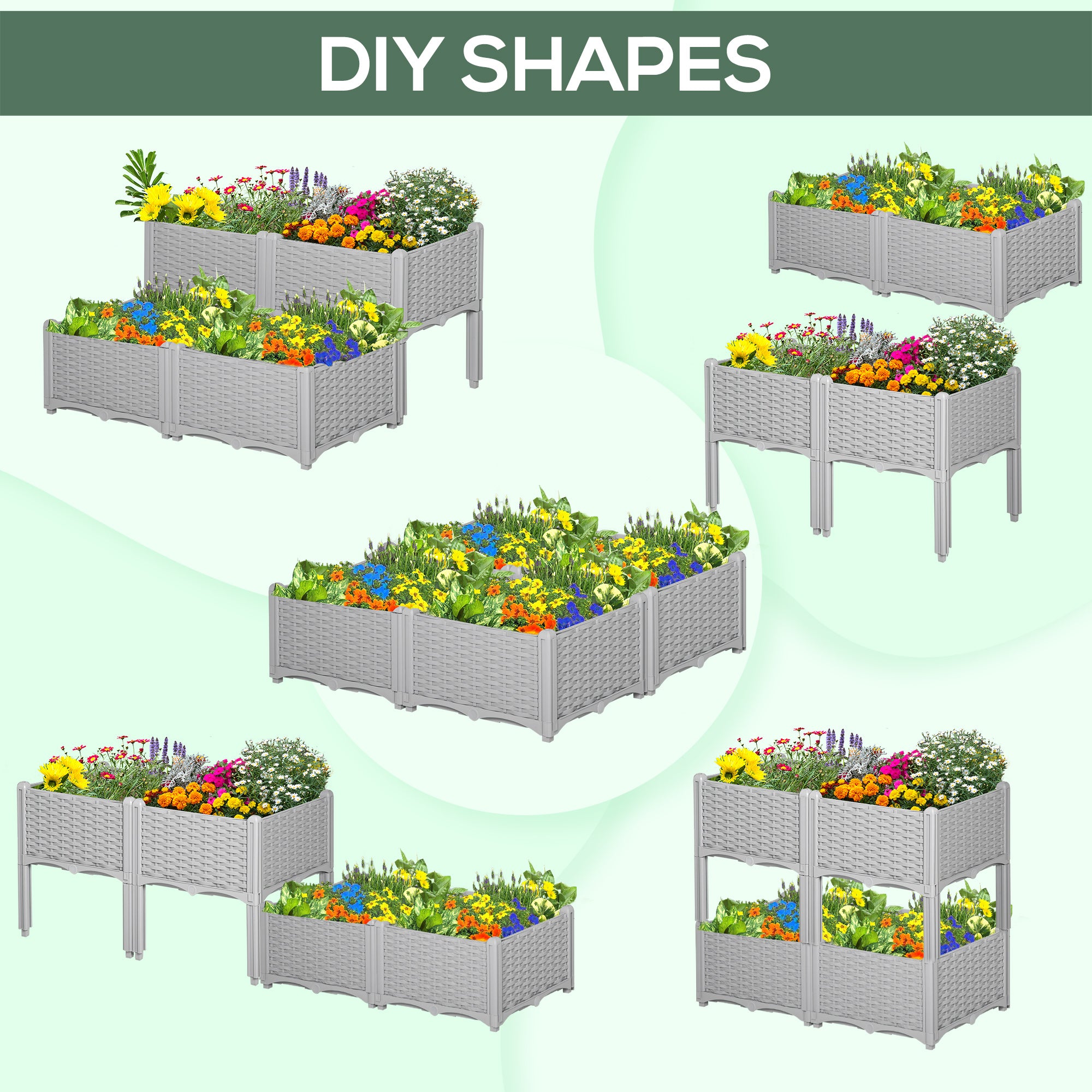 4-Piece Raised Garden Bed with Legs, Self-Watering Planter Box Raised Bed to Grow Flowers, Herbs & Vegetables, Gray - Gray - Image 5