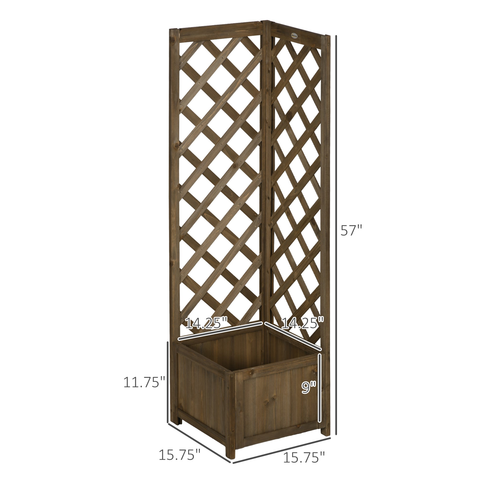 Wooden Raised Garden Bed, Planter with Trellis for Vine Climbing and Vegetables, Herbs and Flowers Growing, Carbonized - Carbonized - Image 3