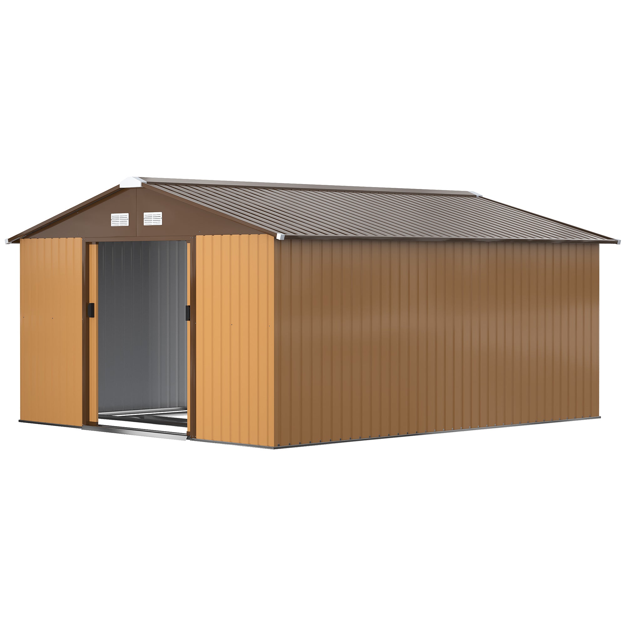 Garden Metal Shed, Storage Shed Utility Storage with Double Locking Doors for Bike, Yard Tools, Yellow - Yellow