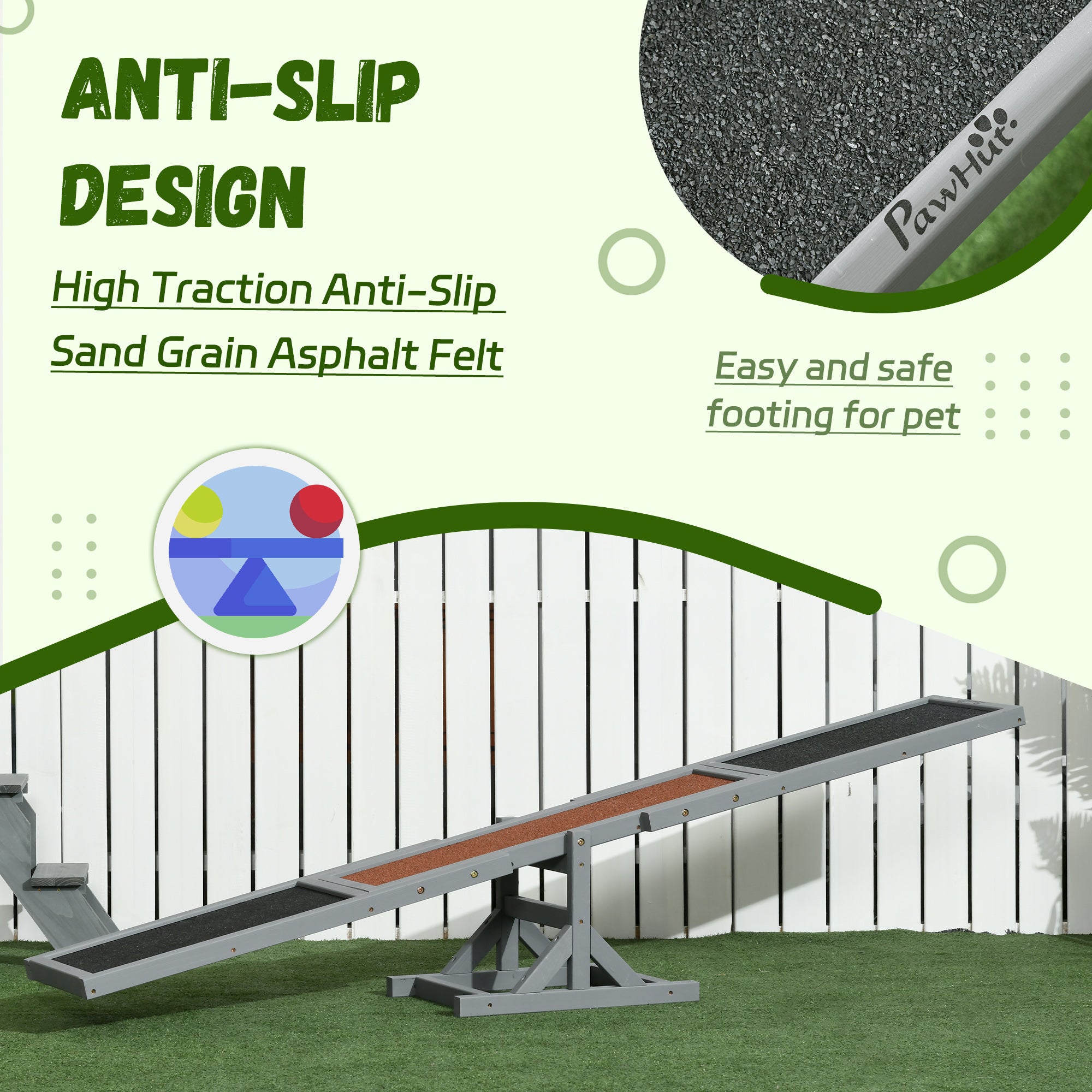 Wooden Dog Agility Seesaw for Training and Exercise, Gray - Gray - Image 5
