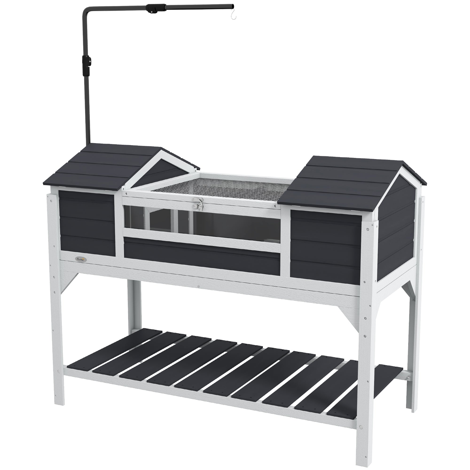 Tortoise Enclosure Tortoise House with Adjustable Lamp Holder Storage Shelf, Dual Main Houses, Openable Lid, Gray - Gray