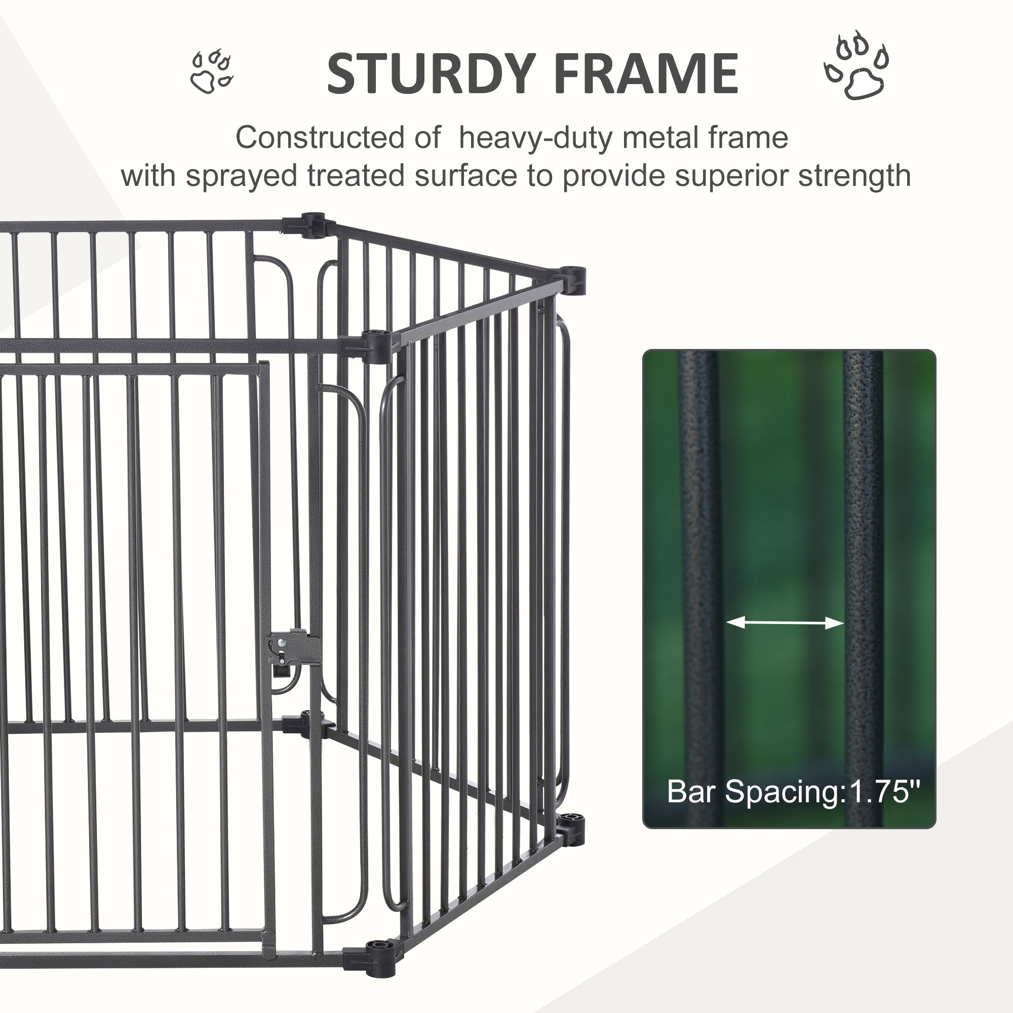 48" x 41" Heavy-Duty Metal Dog Playpen, Outdoor Pet Cage Kennel, Puppy Exercise Fence Barrier with Weather-Resistant Polyester Roof, Locking Door, & Metal Frame - Black, Multi-color - Image 7