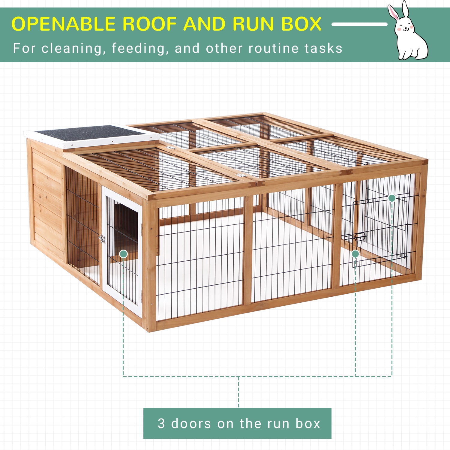 Rabbit Hutch, Waterproof Rabbit House for Small Animals, Natural - Natural Wood - Image 5