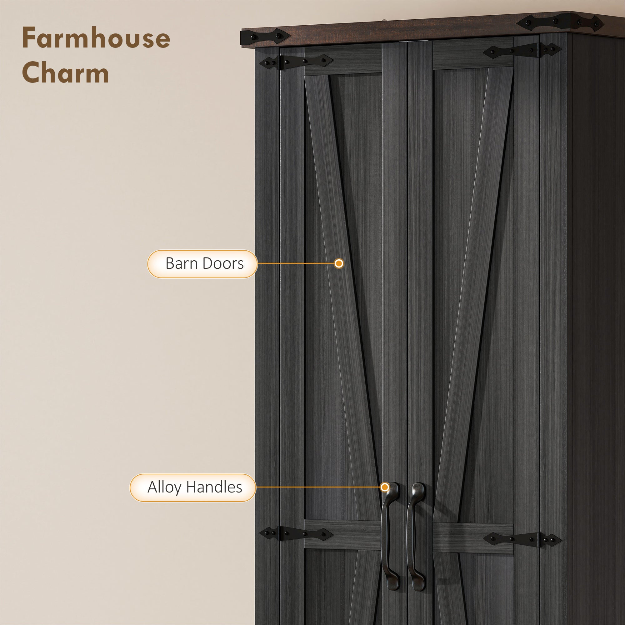 71" Pantry Cabinet, Kitchen Storage Cabinet with Adjustable Shelves, Barn Doors and Drawer for Dining Room, Black