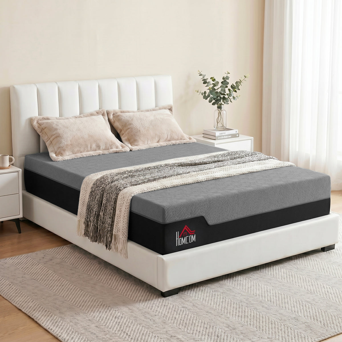 Queen Mattress, 14 Inch Memory Foam Mattress for Pressure Relief, Graphene Gel Cooling Copper Bed in a Box, Made in USA