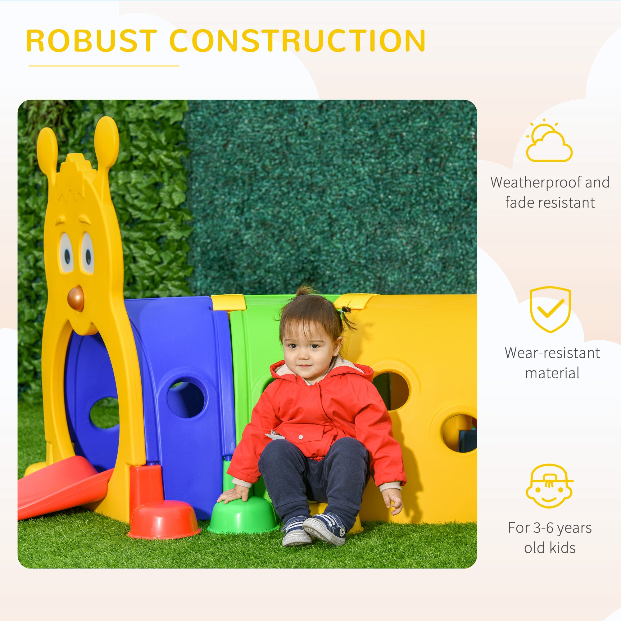 Caterpillar Play Tunnel, Toddler Tunnel for Kids Crawl and Climb Through, Kids' Play Structure Indoor Outdoor, 4 Sections, Multicolored