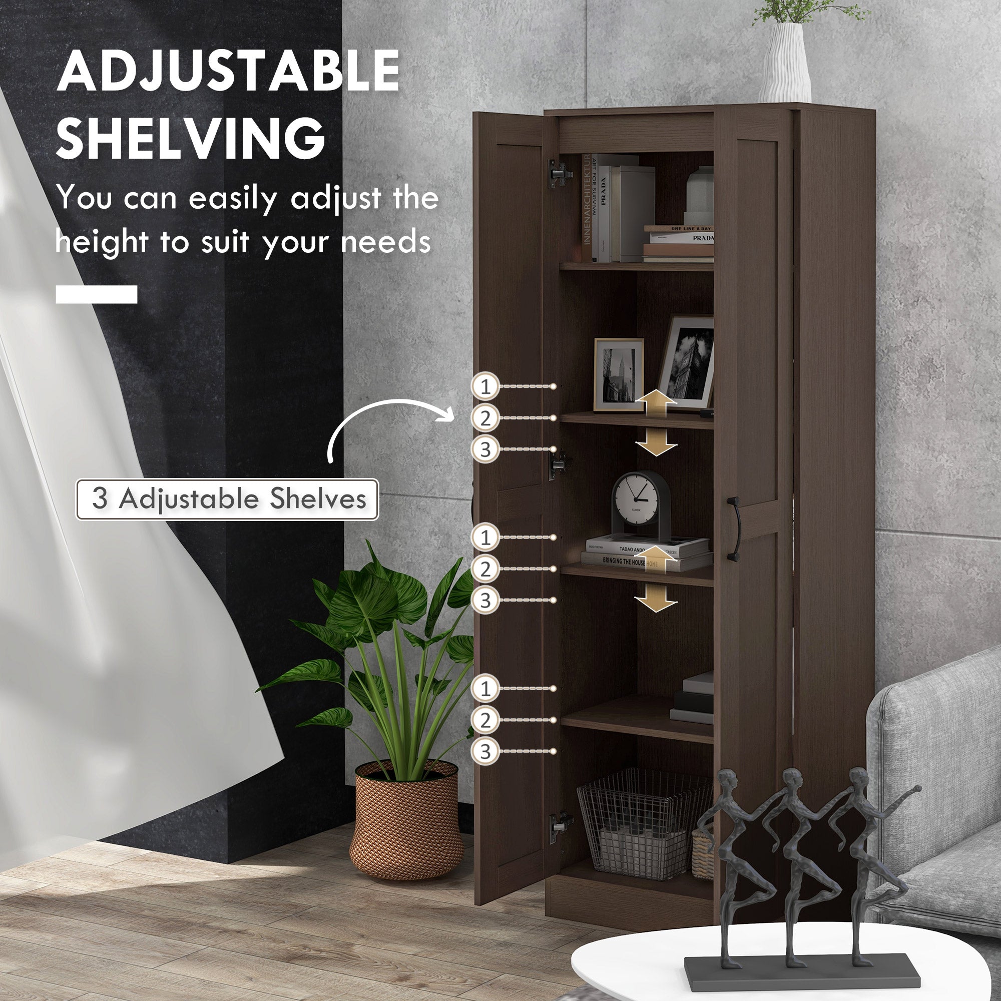 Storage Cabinet w/ Adjustable Shelves, Pantry, Coffee