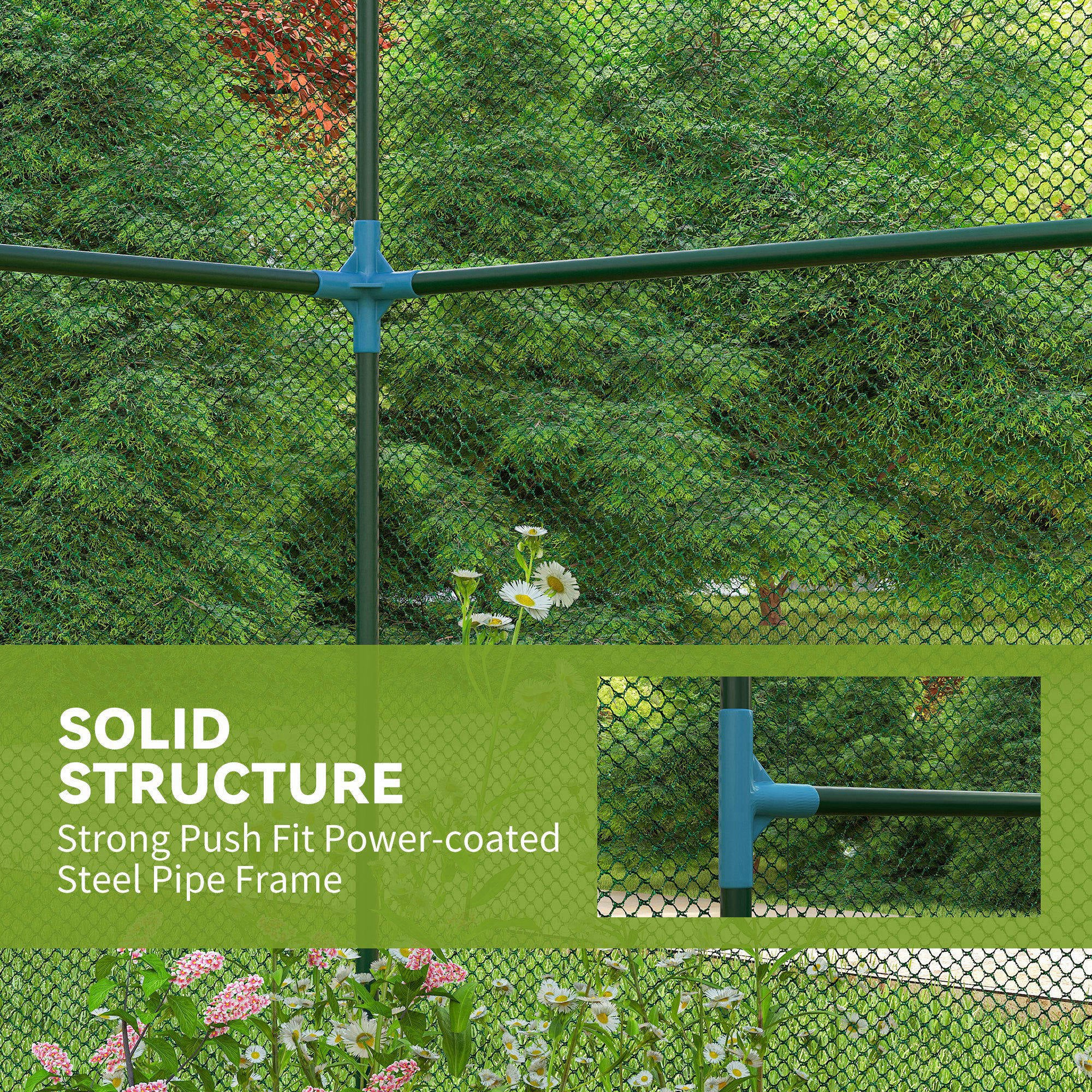 Walk-in Crop Cage, Plant Protectors from Animals with Roll Up Zippered Door, 7.9' x 3.9' x 6.1', Green - Green - Image 5