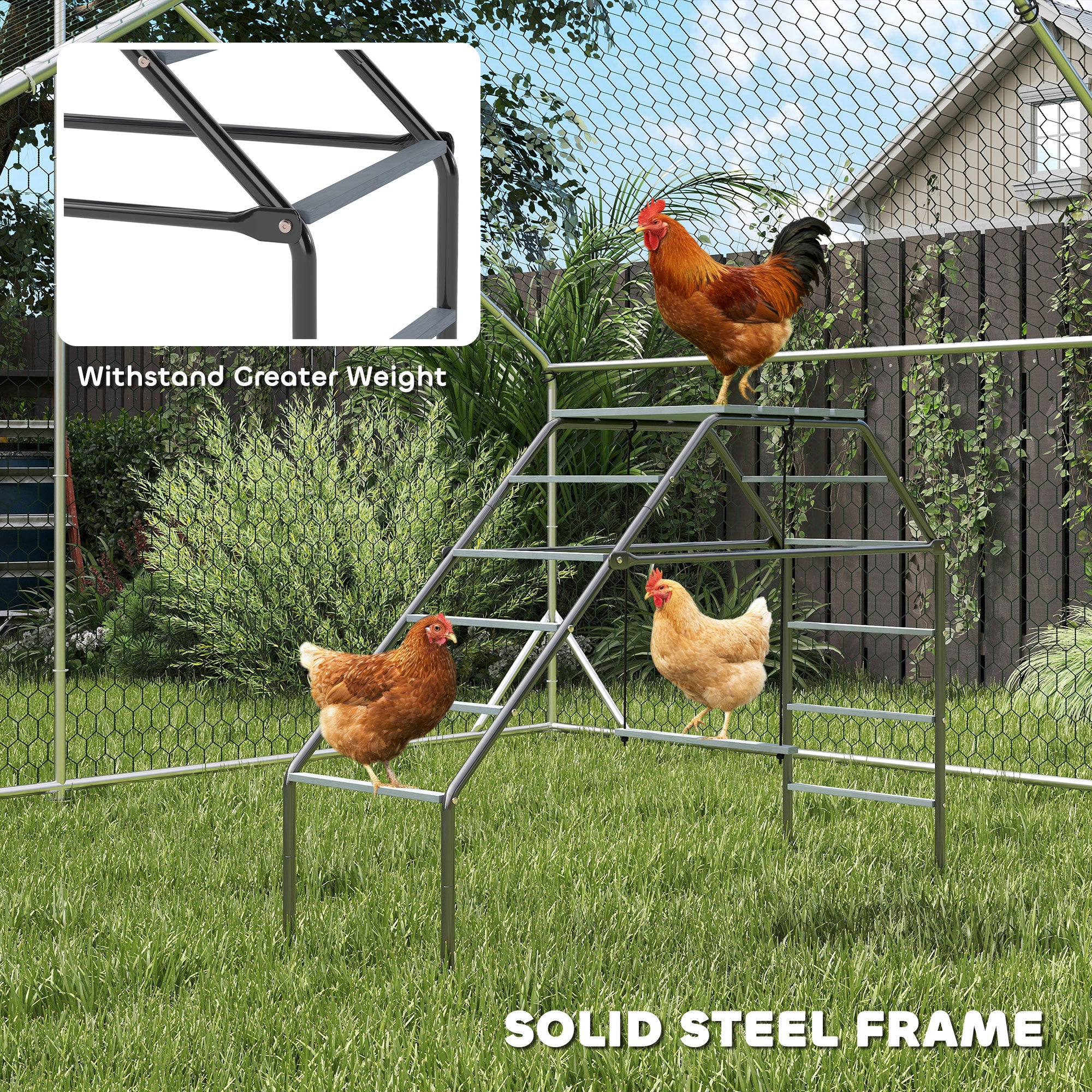 Chicken Coop Perches with Adjustable Swing, 10 Roosting Bars, for Backyard, Farm - Gray - Image 7