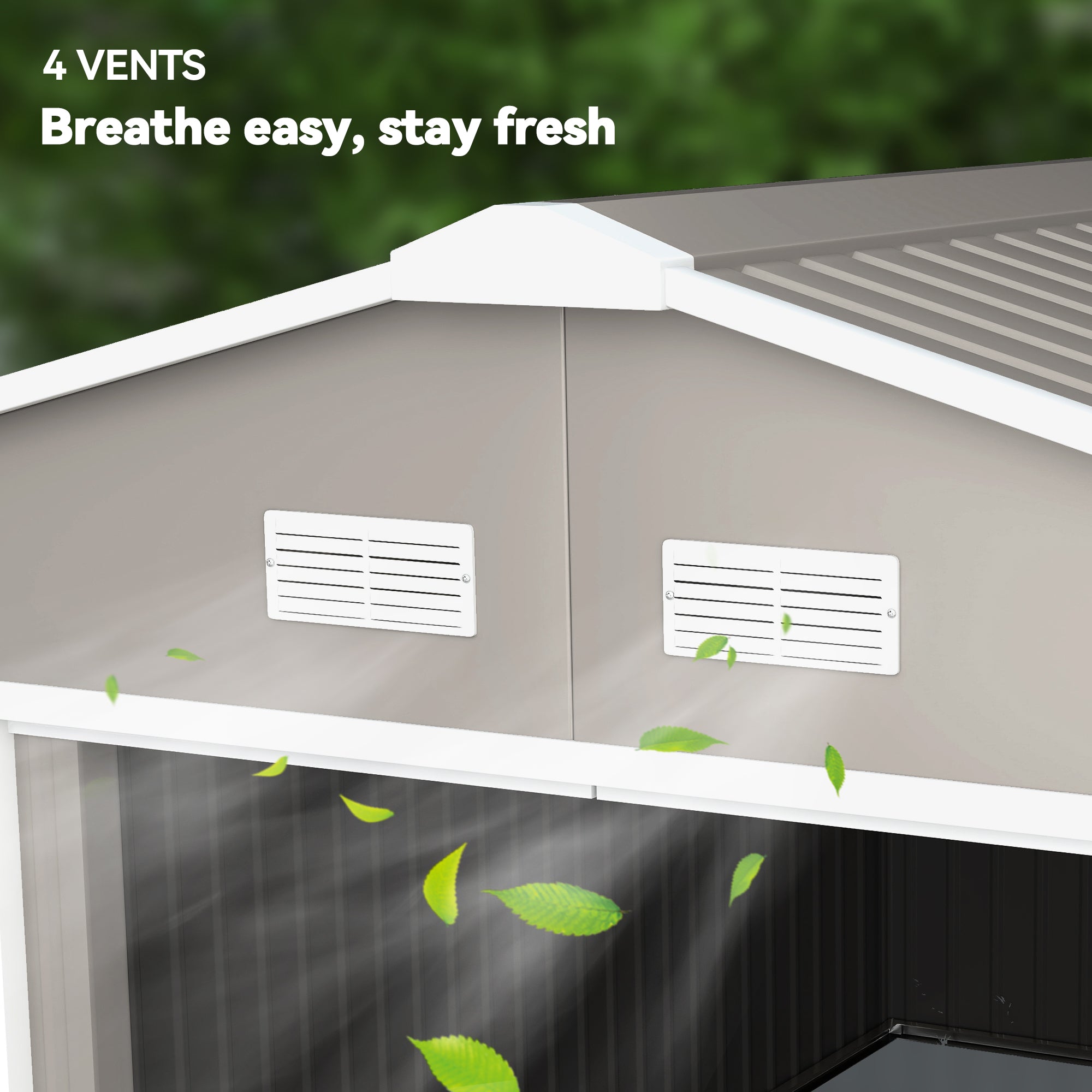 Garden Metal Shed, Storage Shed Utility Storage with Double Locking Doors for Bike, Yard Tools, Light Gray - Light Gray - Image 8