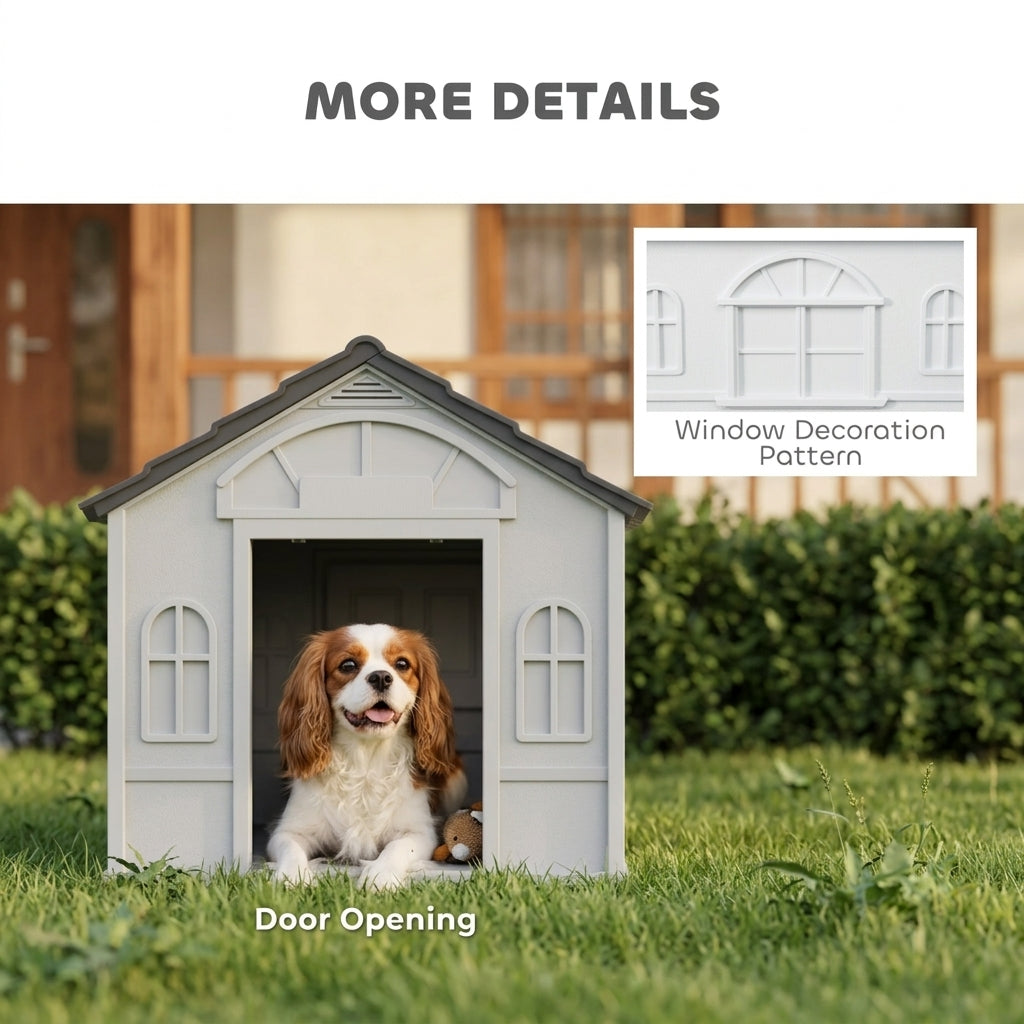 Pet House Water Resistant Puppy Shelter with Door for Indoor Outdoor, Easy to Assemble, for Small/Medium Dogs, Gray