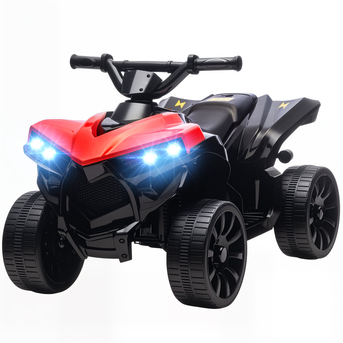 Qaba Kids ATV 4 Wheeler, 6V Electric Ride on Car with Music and LED Headlights, Indoor Outdoor Toy Car for 18-56 months, Red