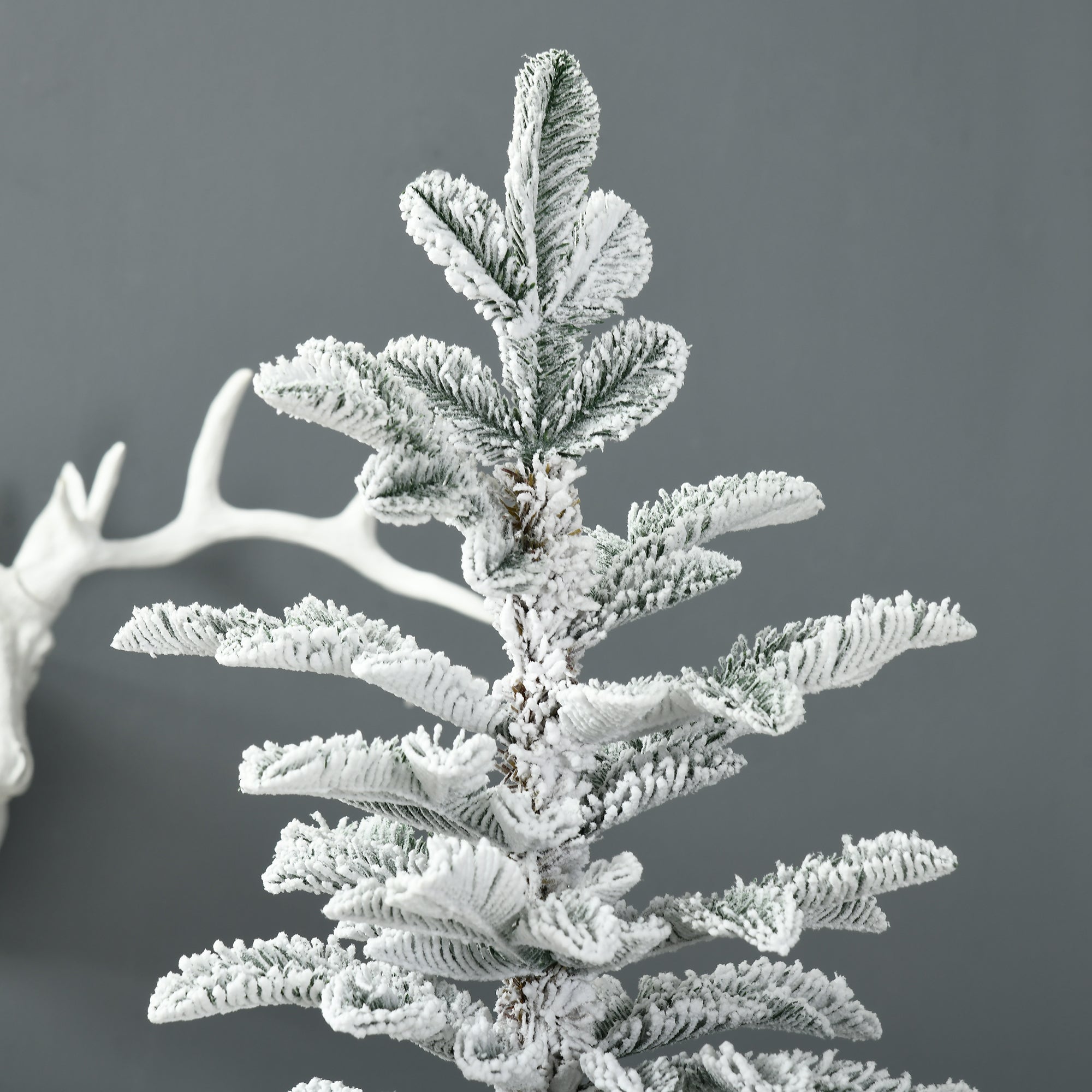 6' Artificial Flocked Christmas Trees, with Snow Frosted Branches, Auto Open, Steel Base