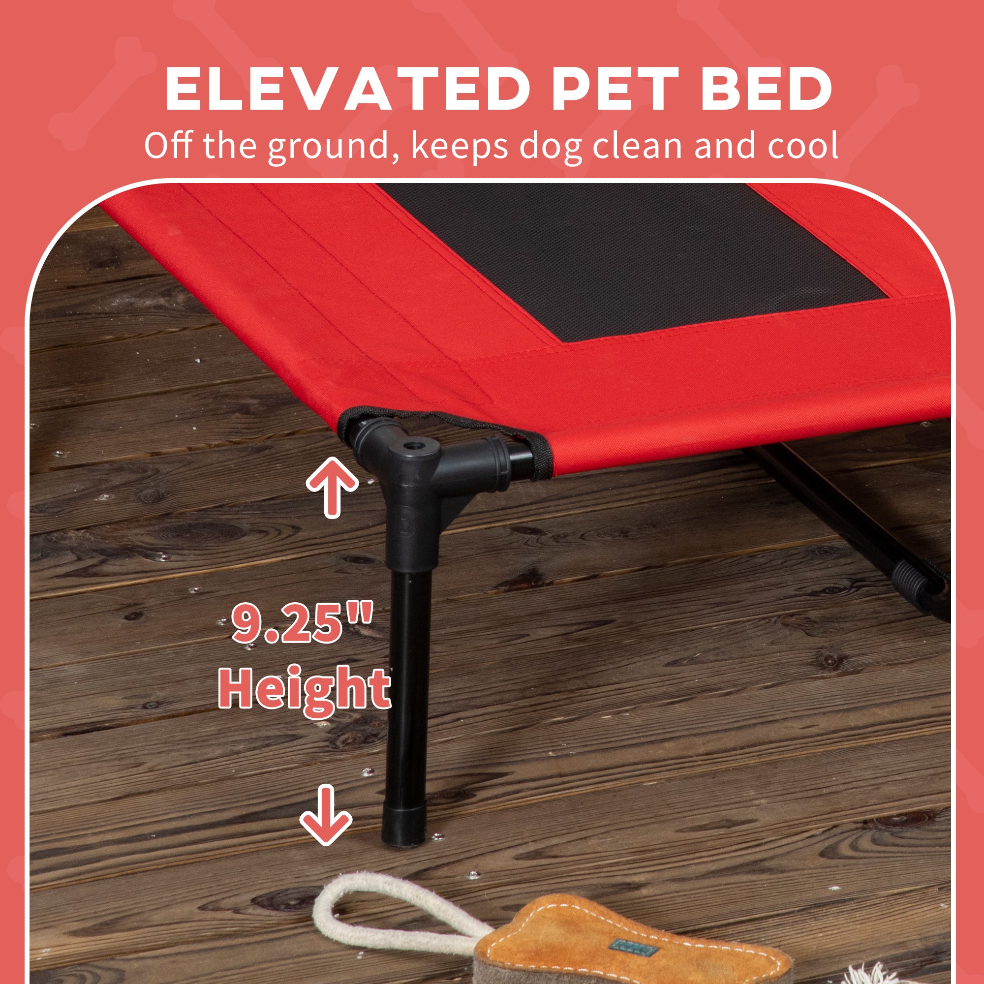 48" x 36" Elevated Portable Dog Cot Cooling Pet Bed with UV Protection Canopy Shade, Red - Red - Image 7