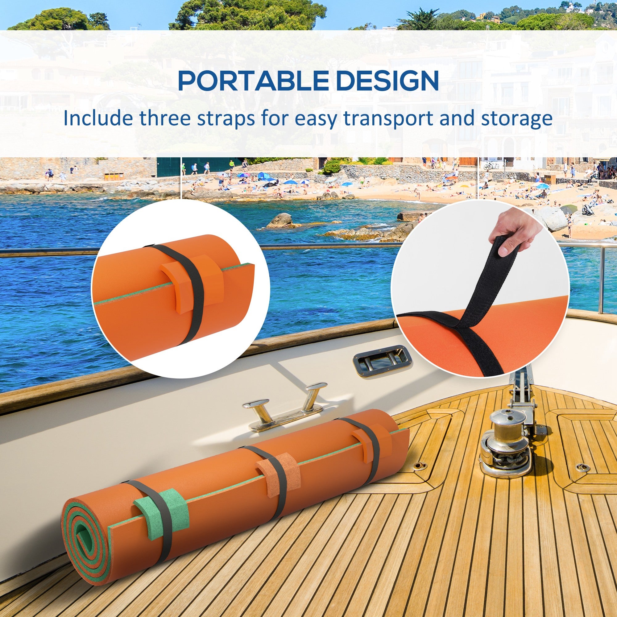 9' x 6' Lily Pad Water Mat for 2 Adults, Floating Water Pad for Lake, Pool, Ocean, Beach, and Boating, Orange