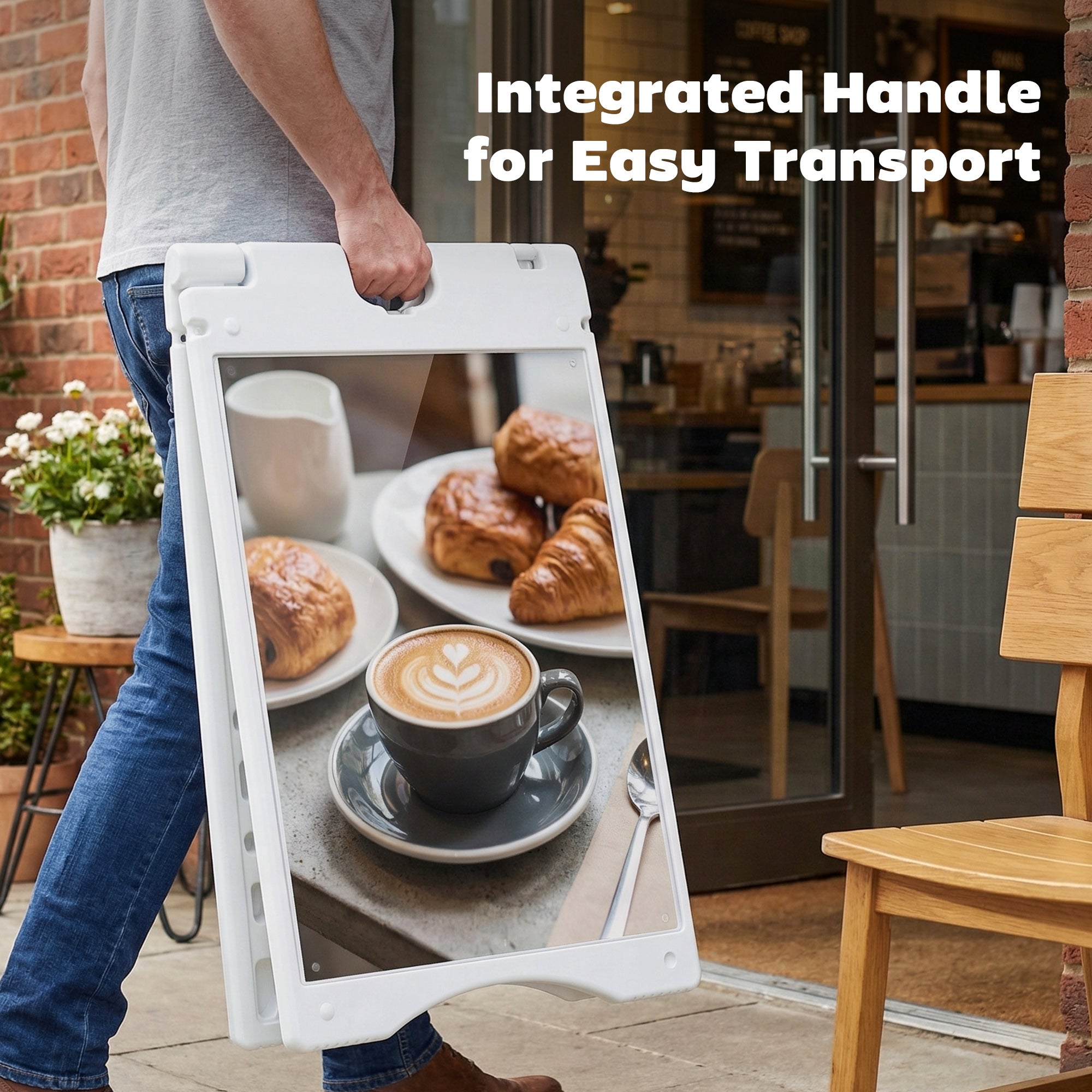 A Frame Sandwich Board Signs Outdoor 22" x 28" Sidewalk Sign with Weighted Tank & Weatherproof Design, White