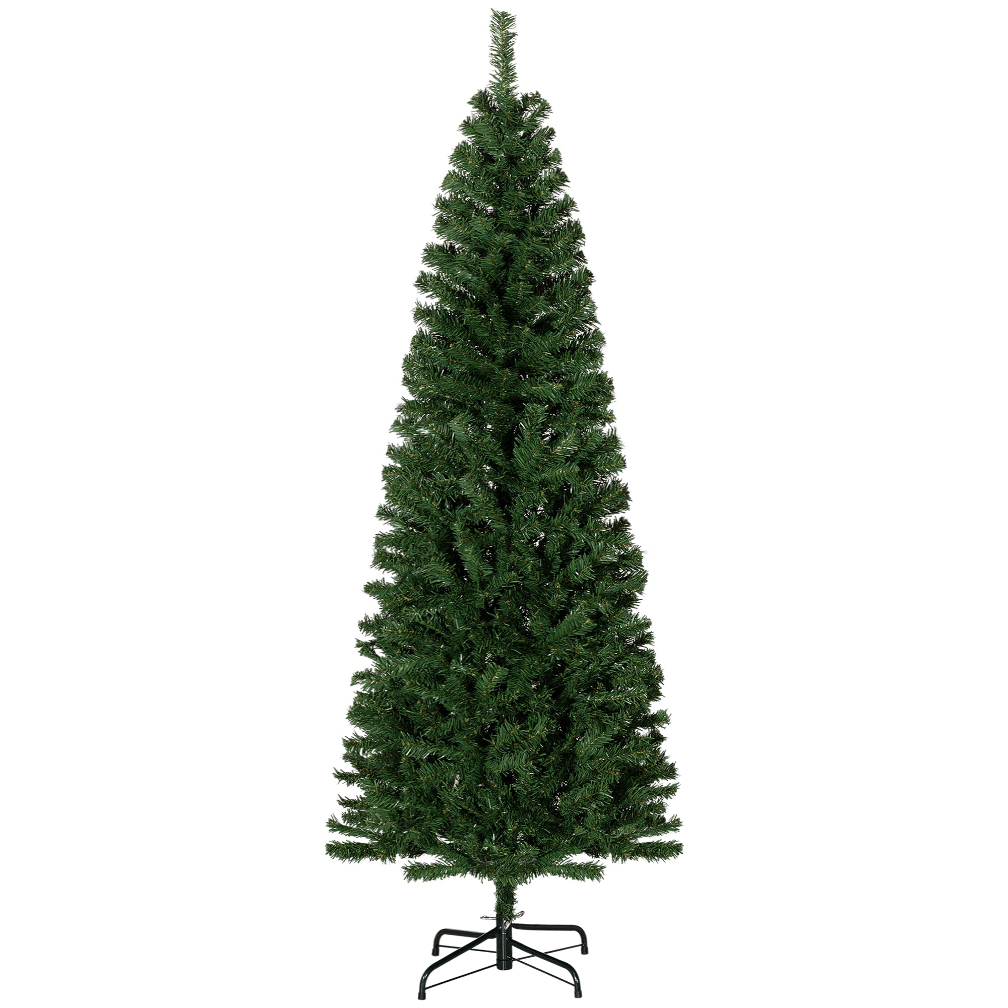 6 FT Artificial Christmas Tree Pencil Xmas Tree with Stand, 618 Tips, Holiday Home Indoor Decoration for Party, Green