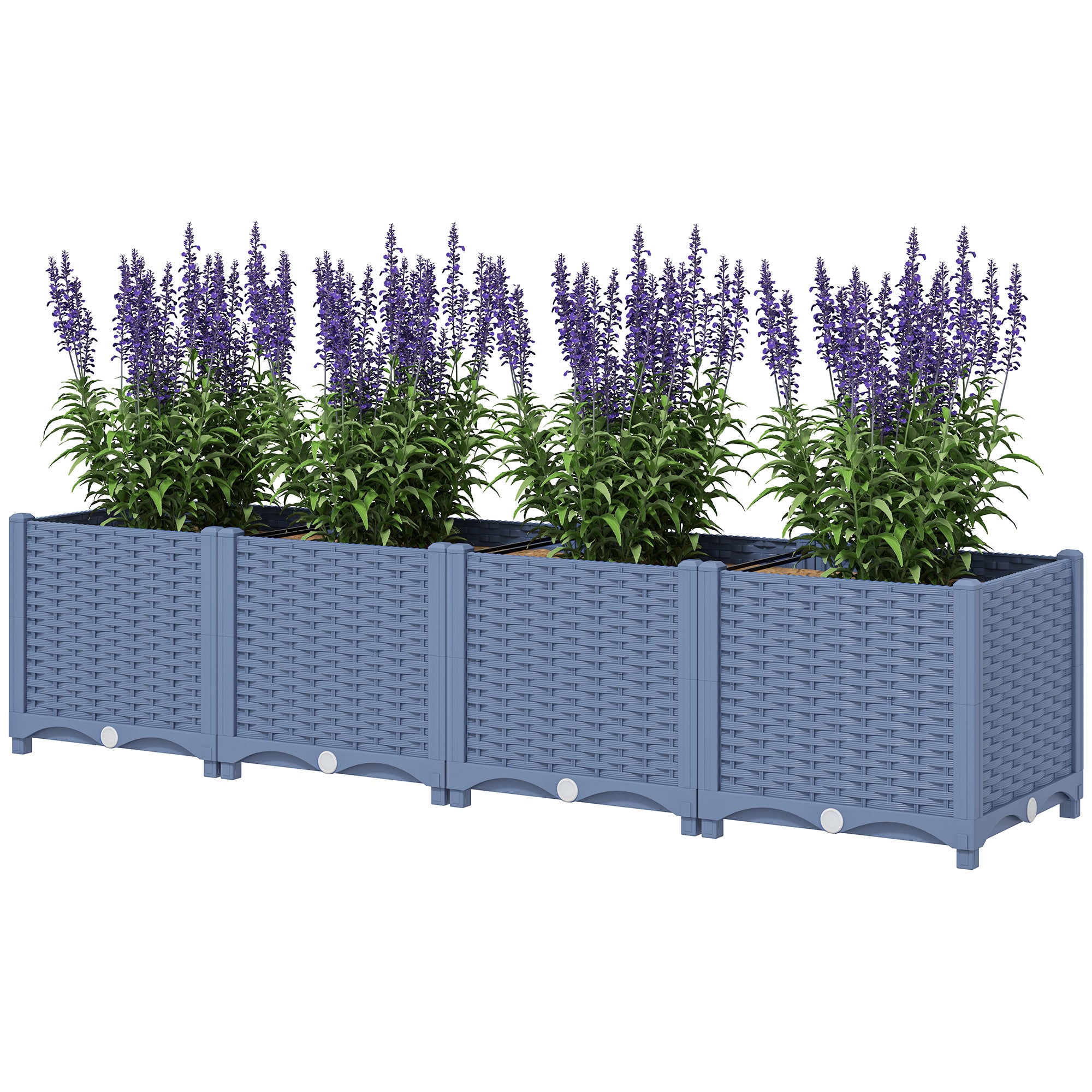 Plastic Raised Garden Bed, 5 x 1 x 1 ft Outdoor Flower Box with Drainage Holes for Vegetables, Herbs, Blue - Blue