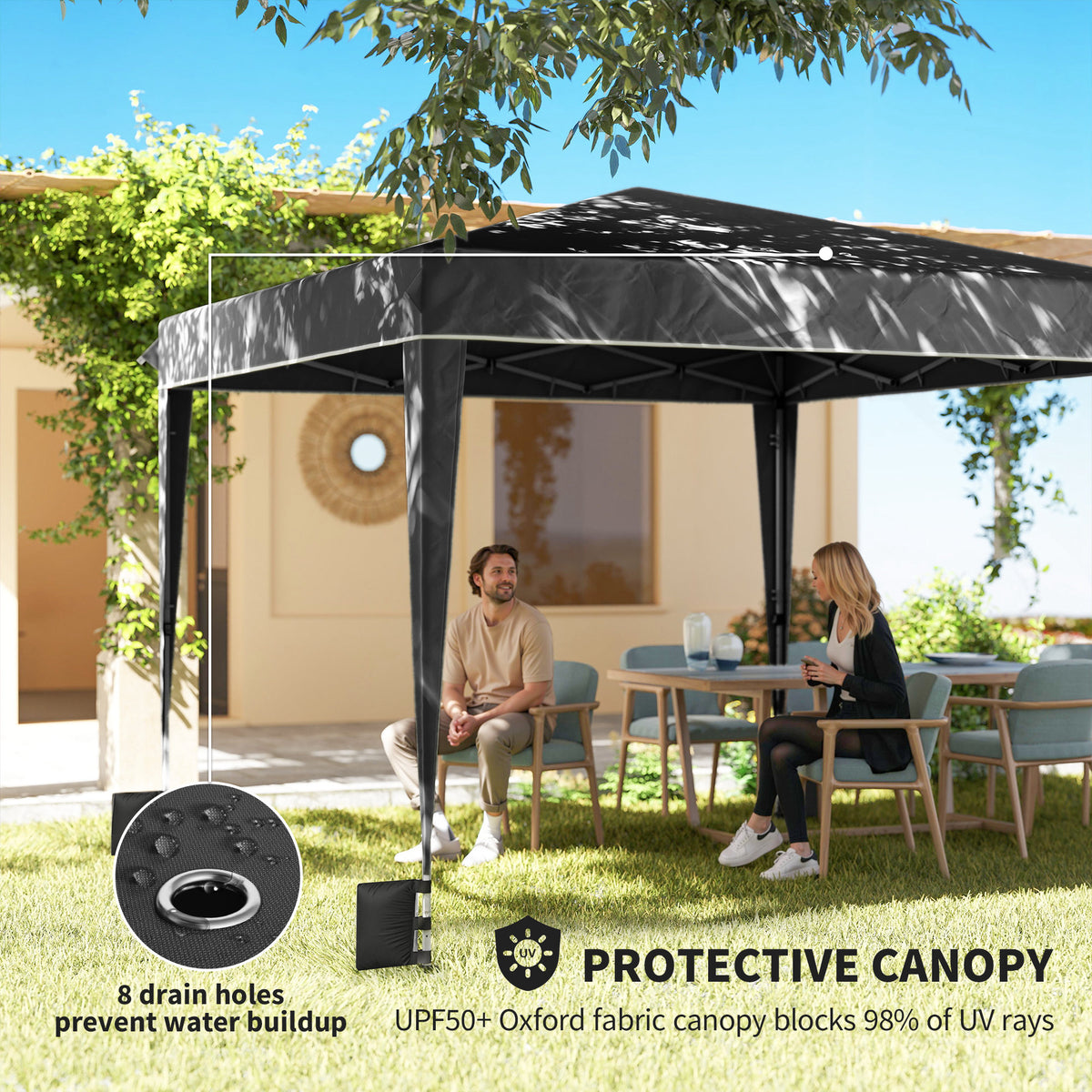 10 x 10 ft Pop Up Canopy Tent with Sidewalls, UPF50+ Outdoor Portable Instant Canopy Shelter with Carry Bag, Black