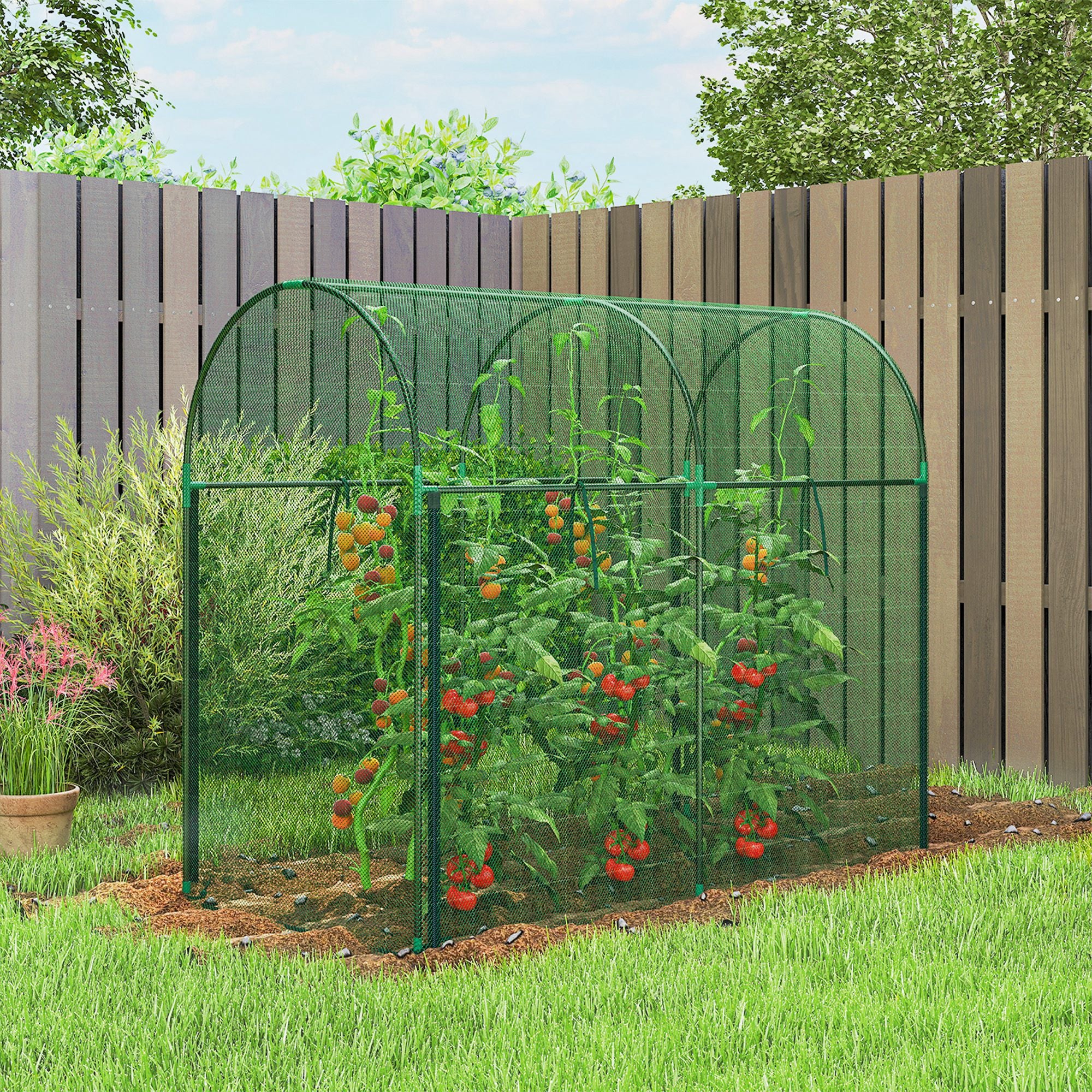 Crop Cage, 6' x 3' x 5' Large Plant Protection Tent with Zippered Door, Outdoor Garden Cage, Green - Green - Image 2