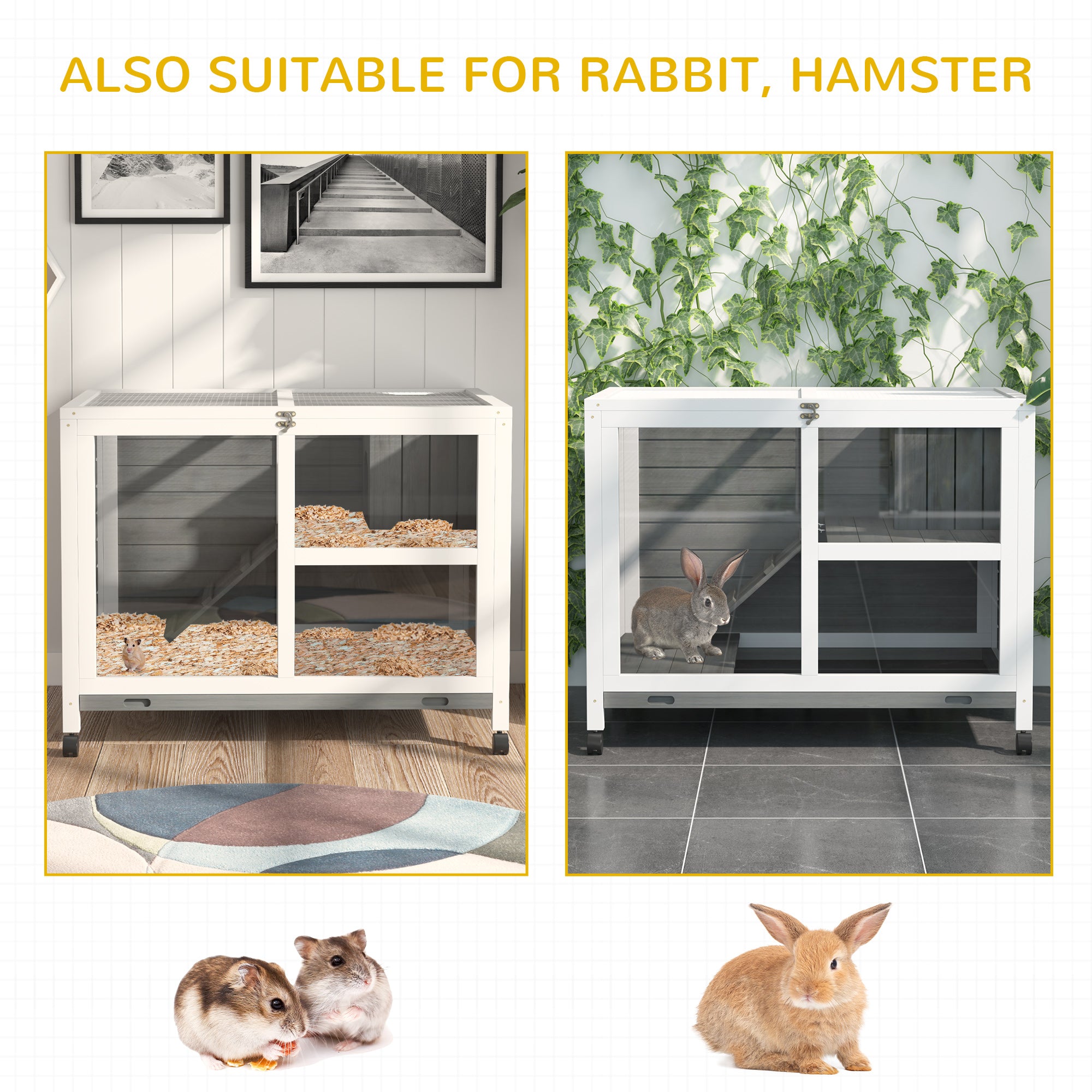 Desk/Table Sized Rabbit Hutch with Wheels - Grey - Image 7