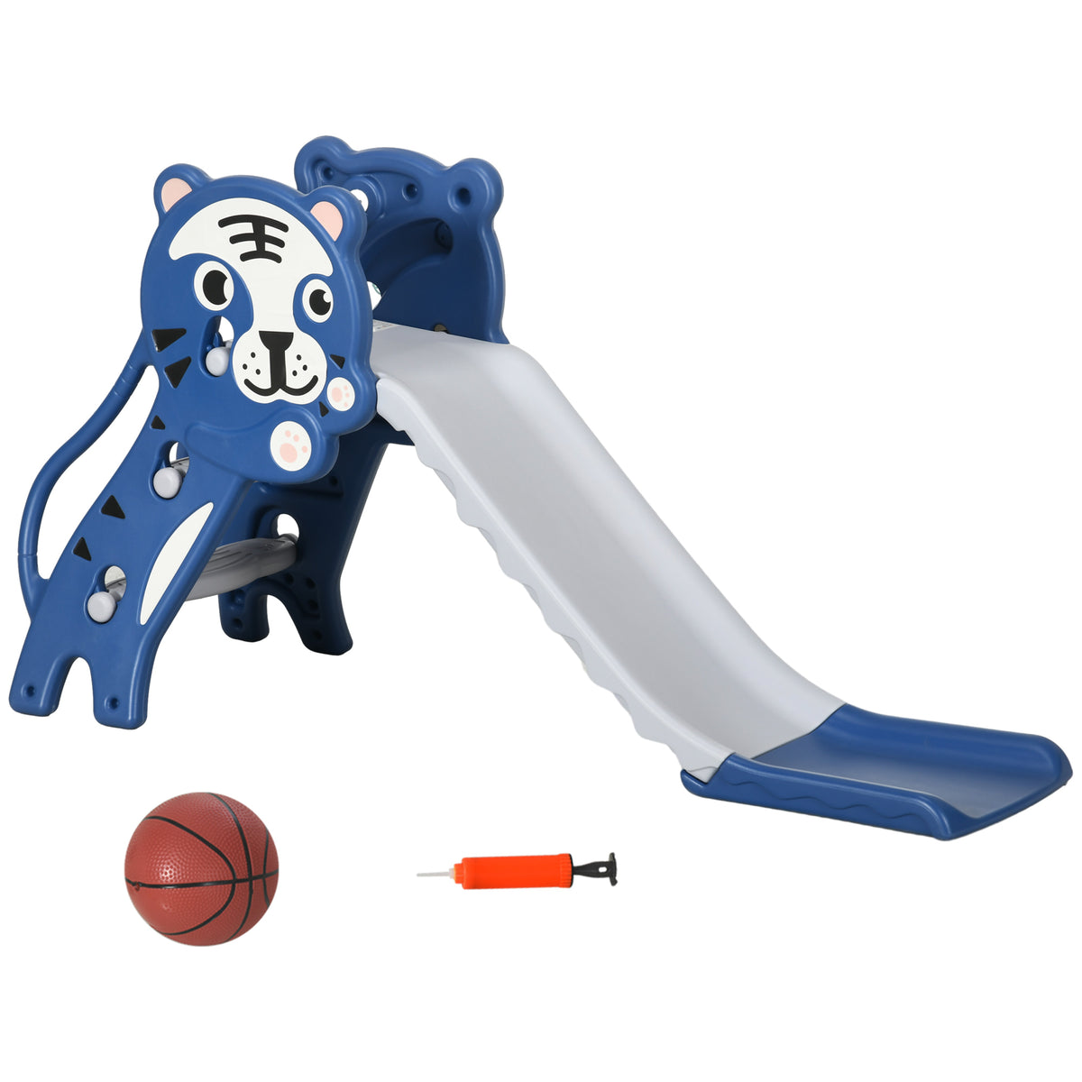 Qaba Slide for Kids with Basketball Hoop for Indoor Use, Easy Set Up Baby Slide for Kids 18-36 Months, Blue