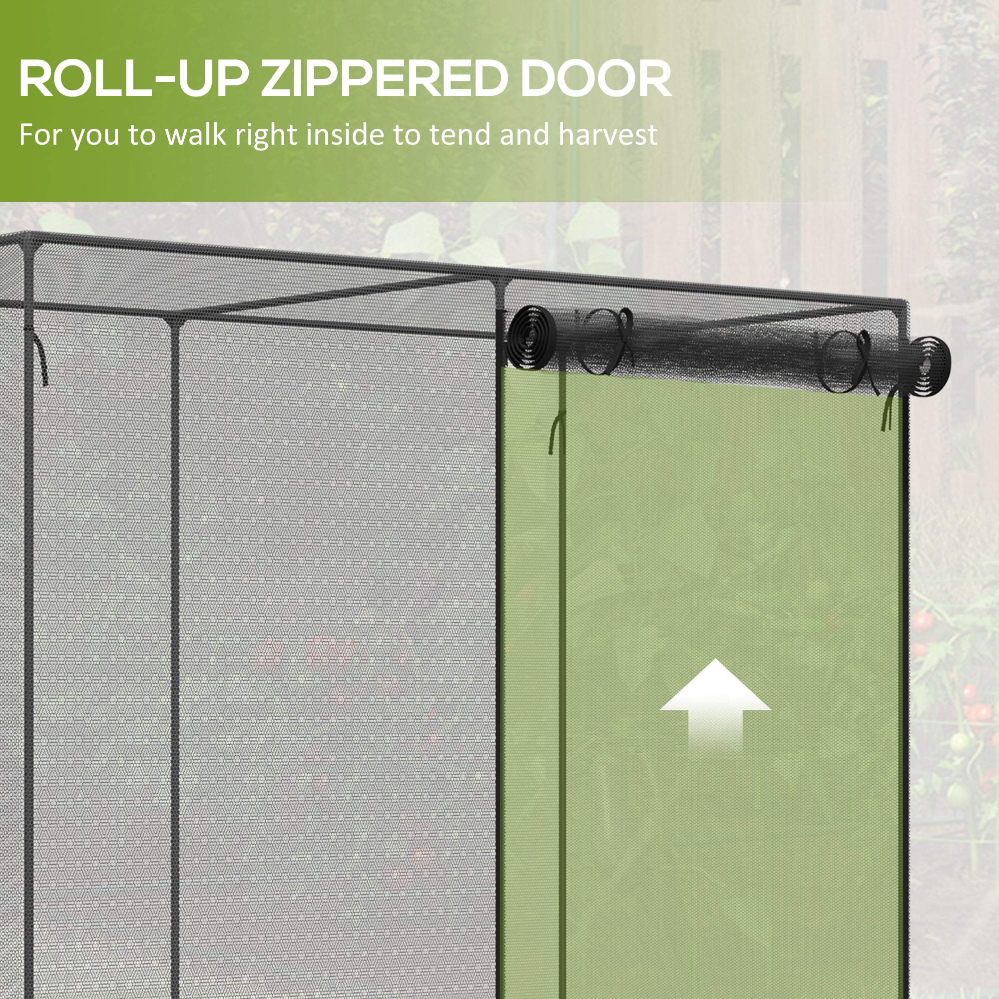 6' x 3' x 5' Crop Cage, Plant Protection Tent with Zippered Doors for Vegetable Garden, Backyard, Black - Black - Image 6