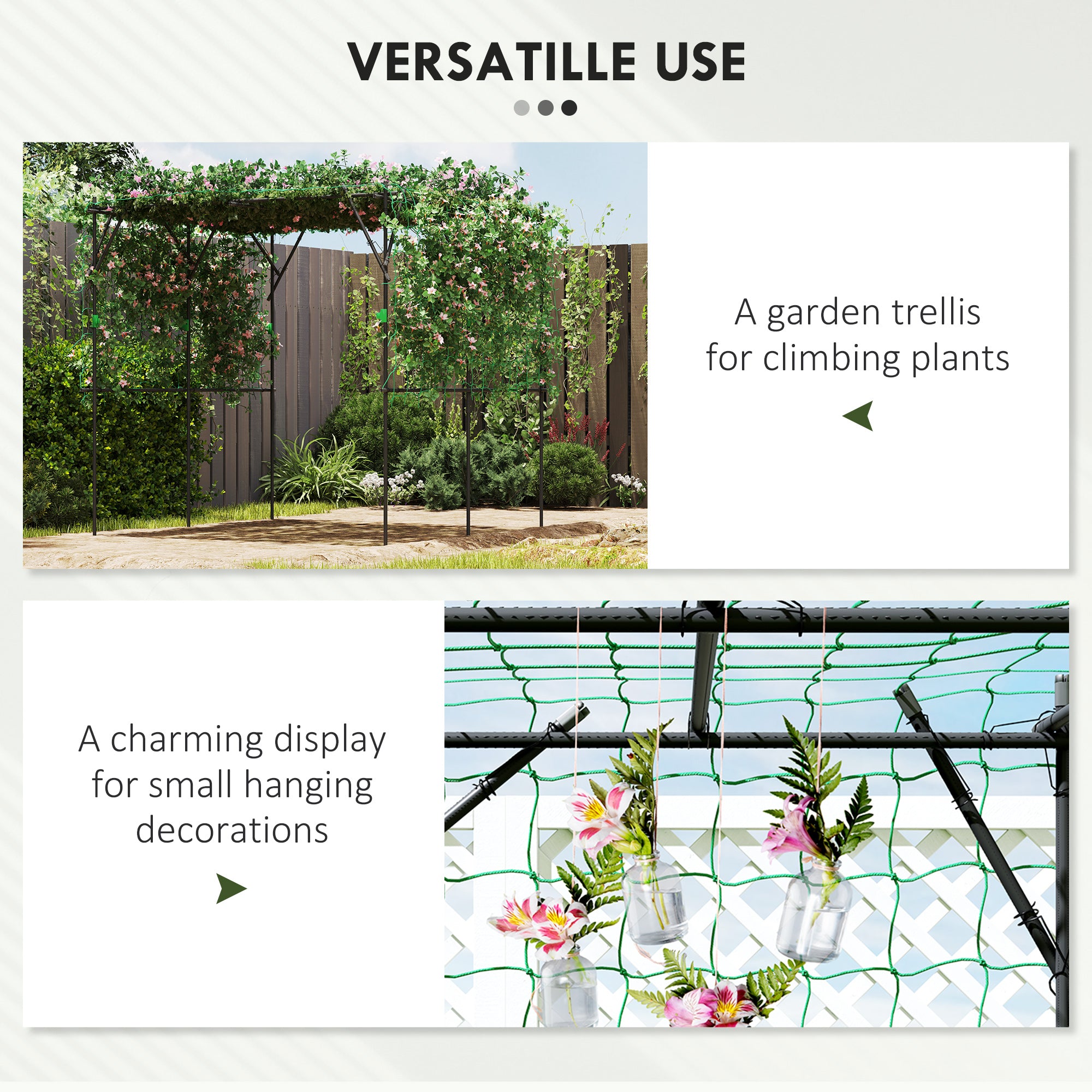 Garden Arch Trellis, 7.3 FT Tall Metal Plant Trellis Support with Climbing Net, Cucumber Trellis for Vegetables, Black - Black - Image 7