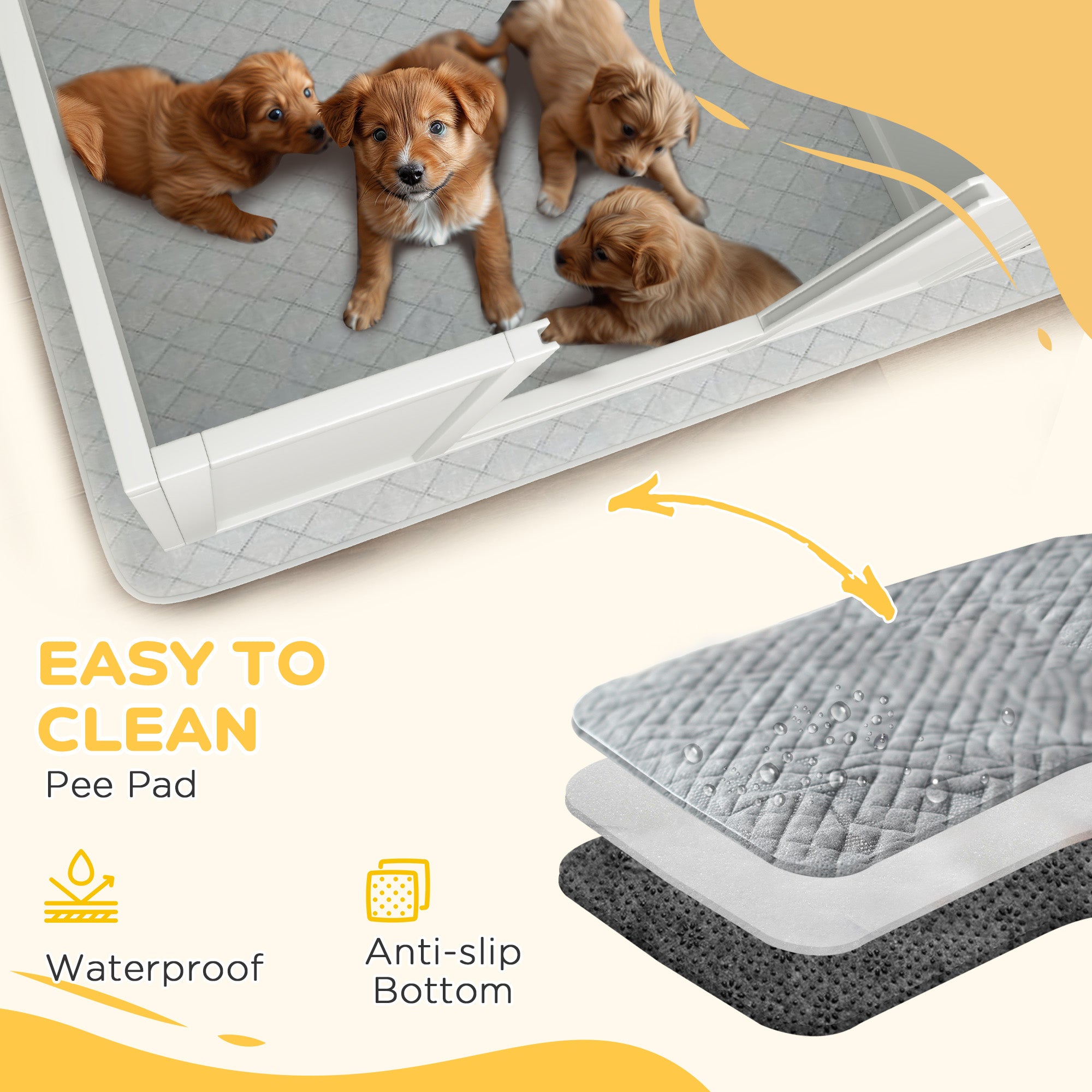 Whelping Box for Puppies with Pee Pad, Pig Rail, Adjustable Door for Small, Medium & Large Breed Dogs Birth, 41" x 39" - White - Image 5
