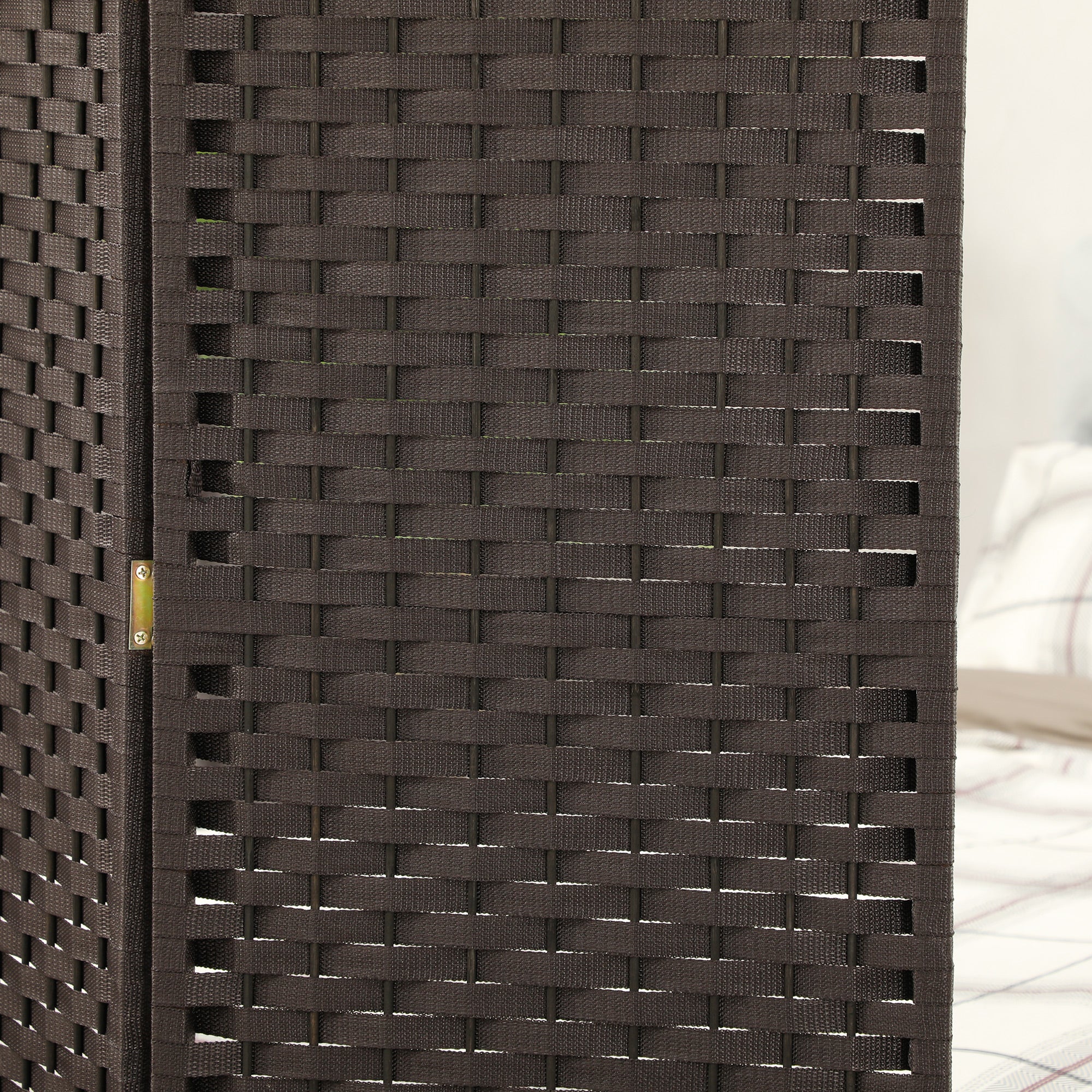 Folding Room Divider Screen 4 Panel 5.6 ' Tall Privacy Screen Freestanding Room Partition for Home Office, Brown