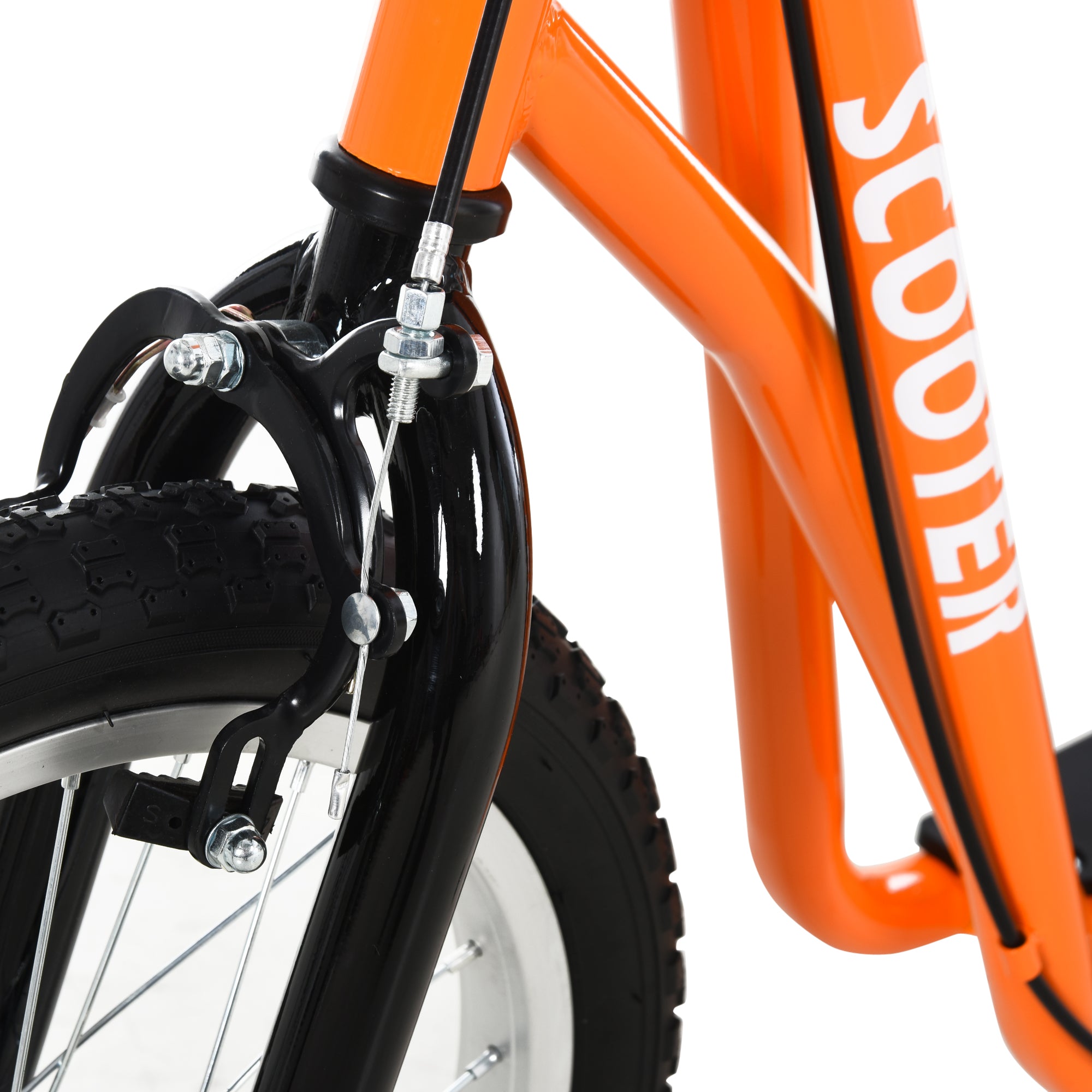 Youth Scooter Kick Scooter for Kids 5+ with Adjustable Handlebar 16" Front and 12" Rear Dual Brakes Inflatable Wheels, Orange